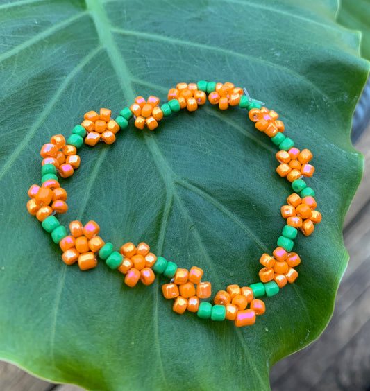 "Marigold" Seed Bead Flower Bracelet