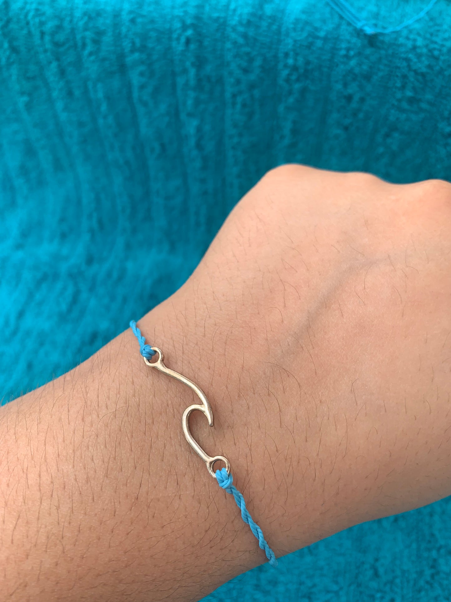 Silver Wave Charm Wax Cord Bracelet