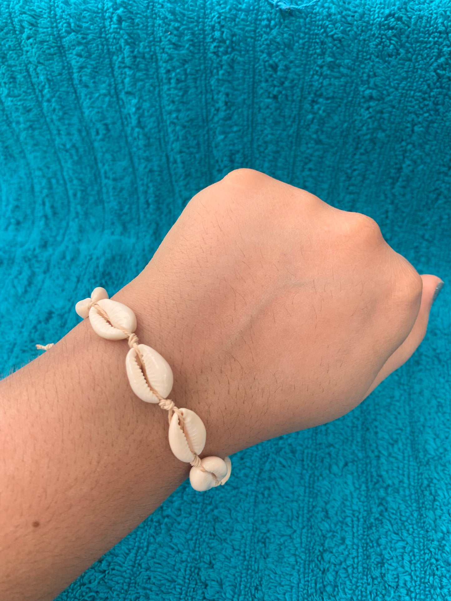 Cowrie Shell Wax Cord Drawstring Bracelet