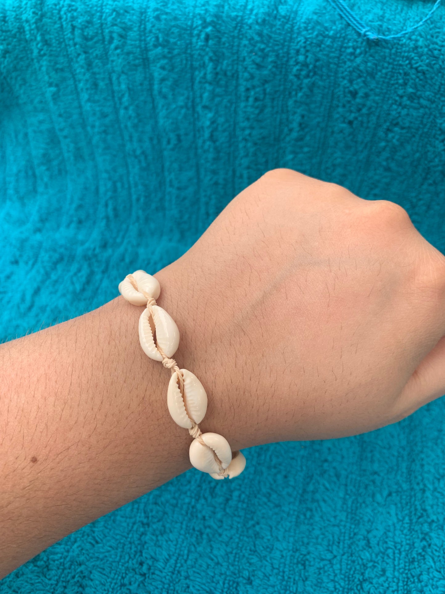 Cowrie Shell Wax Cord Drawstring Bracelet