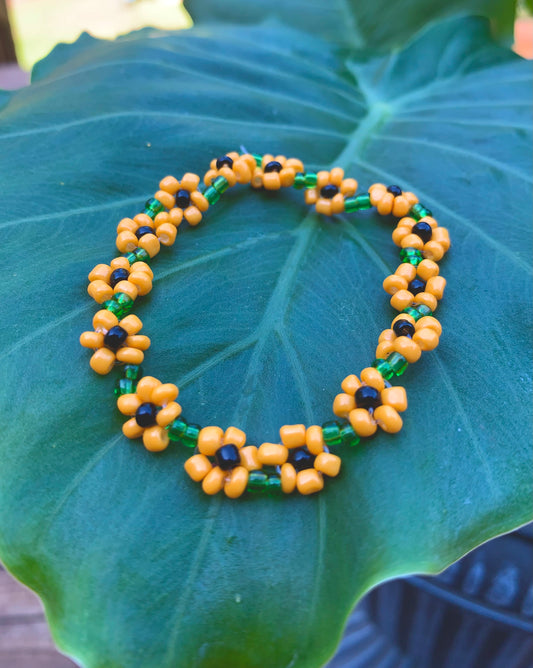 "Sunflower" Seed Bead Flower Bracelet