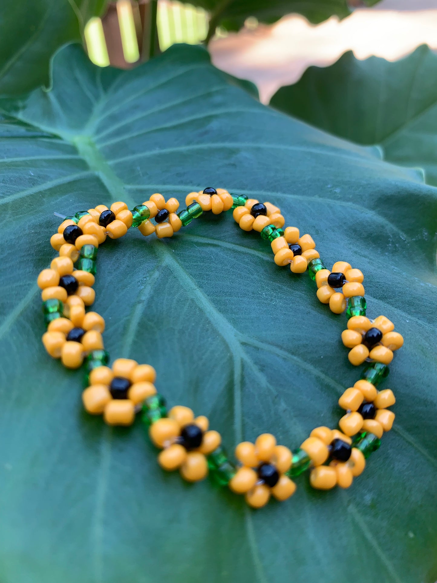 "Sunflower" Seed Bead Flower Bracelet