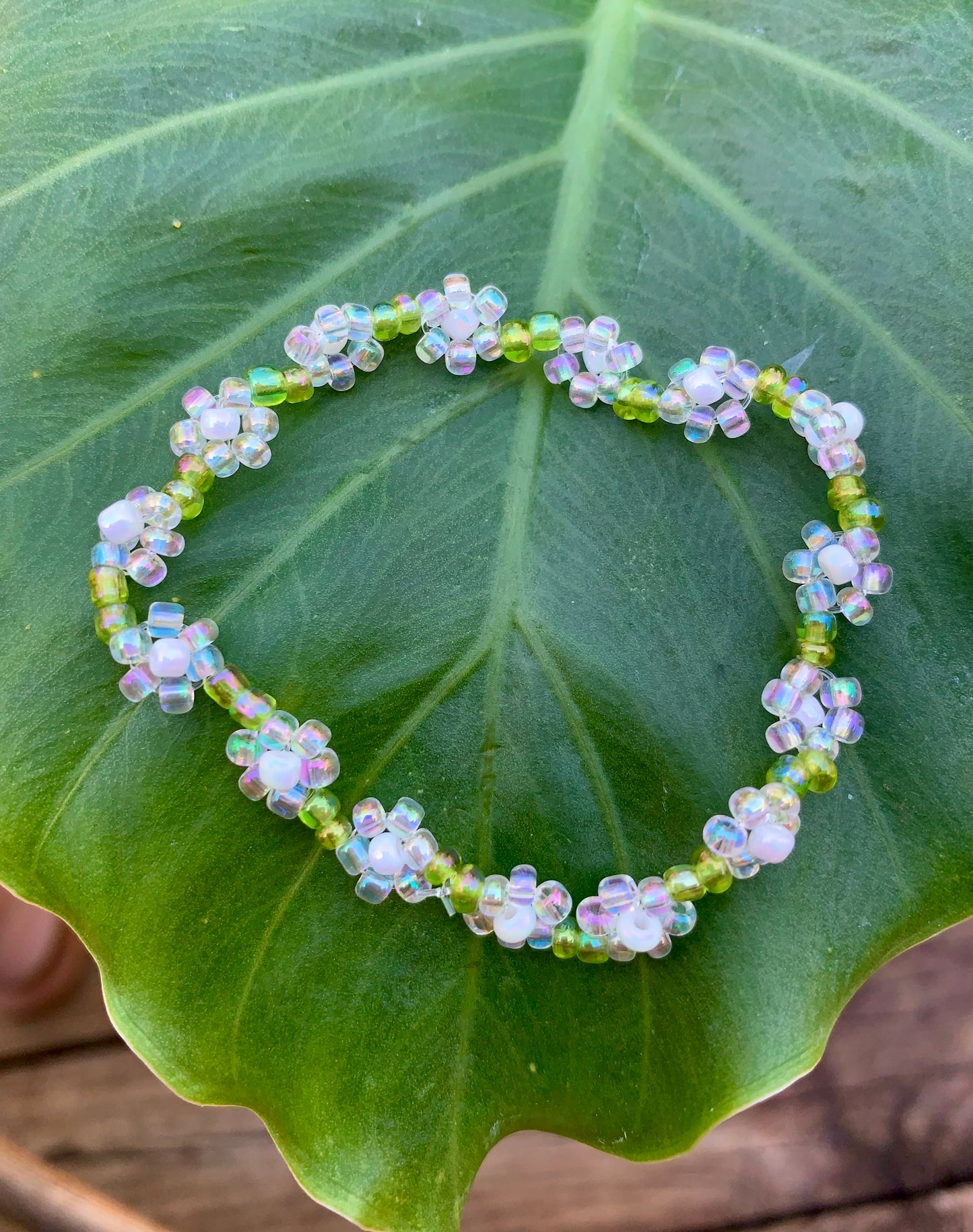 "Dandelion" Seed Bead Flower Bracelet