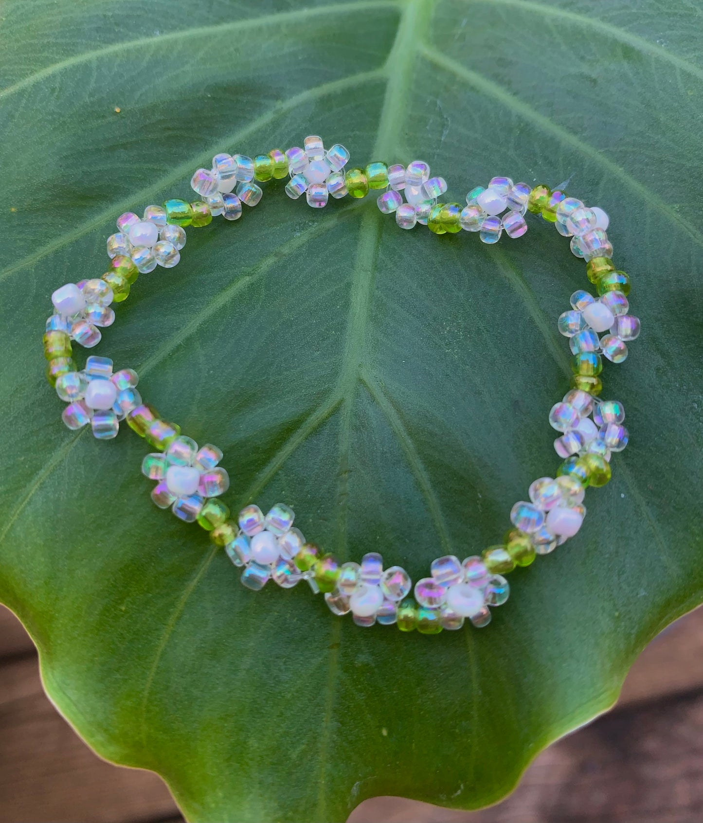 "Dandelion" Seed Bead Flower Bracelet