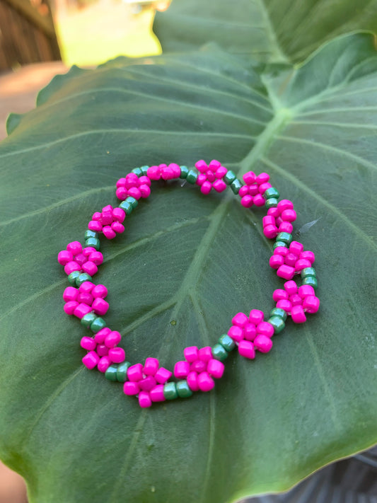 "Chrysanthemum" Seed Bead Flower Bracelet