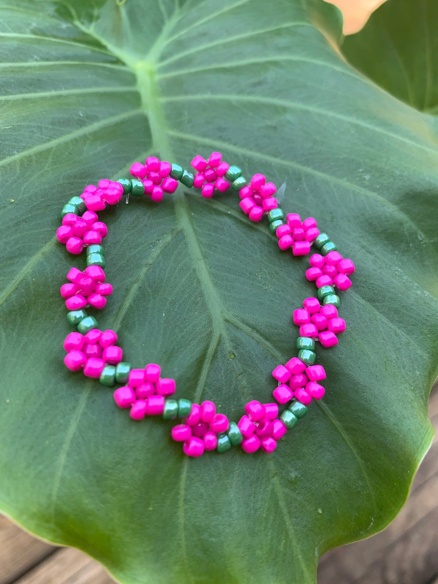 "Chrysanthemum" Seed Bead Flower Bracelet