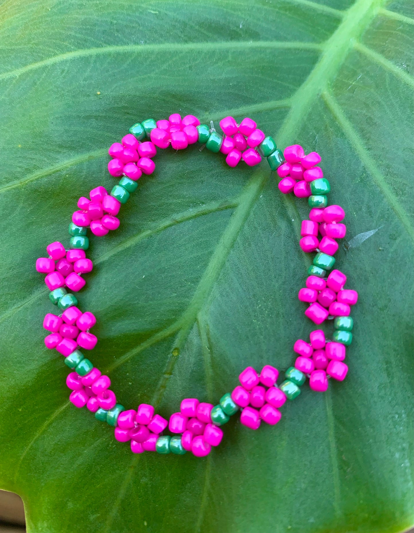 "Chrysanthemum" Seed Bead Flower Bracelet