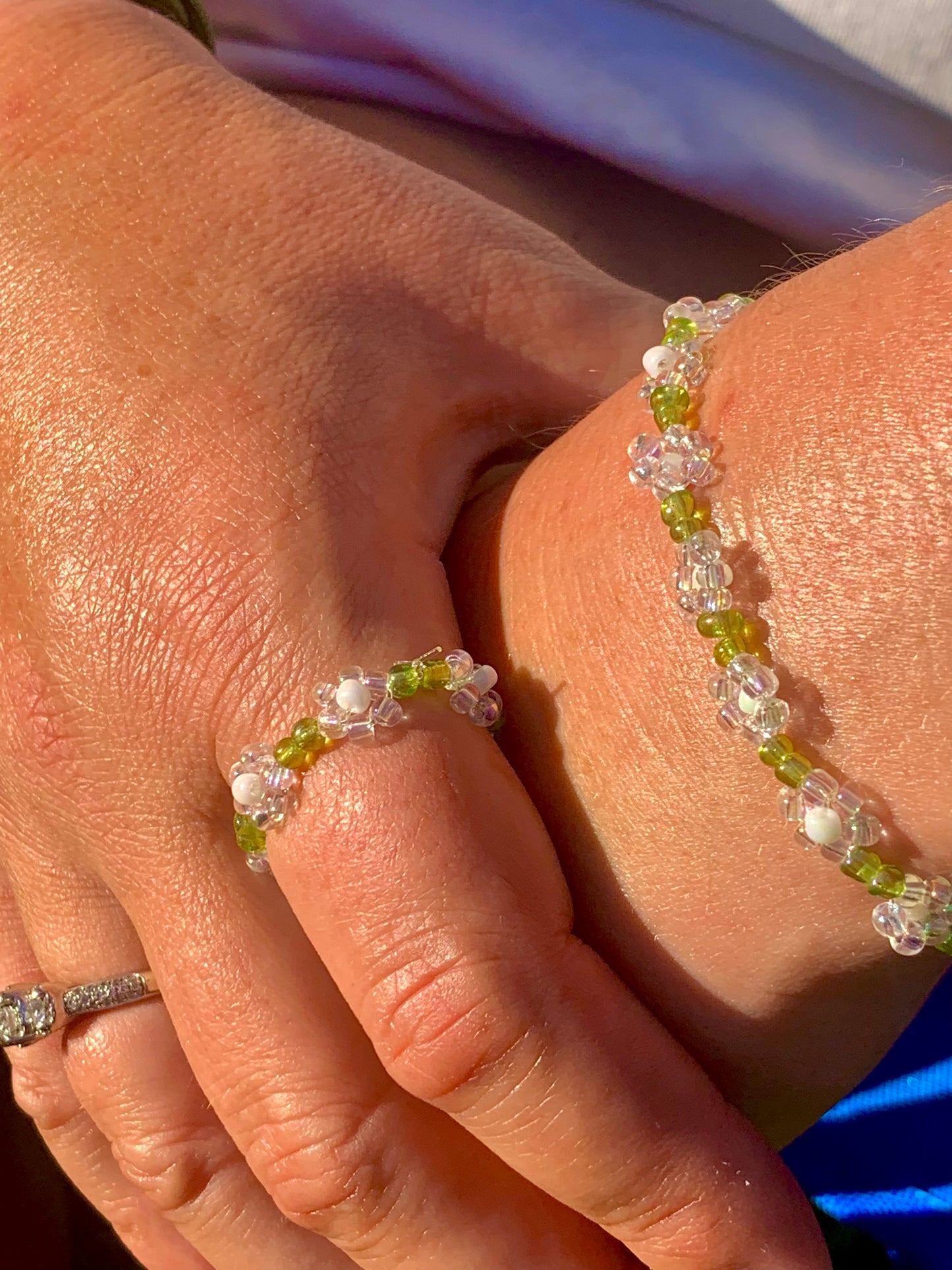 "Dandelion" Seed Bead Flower Bracelet