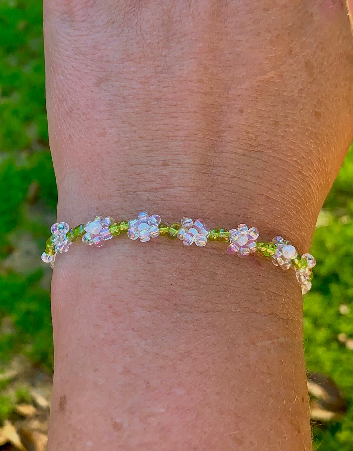 "Dandelion" Seed Bead Flower Bracelet