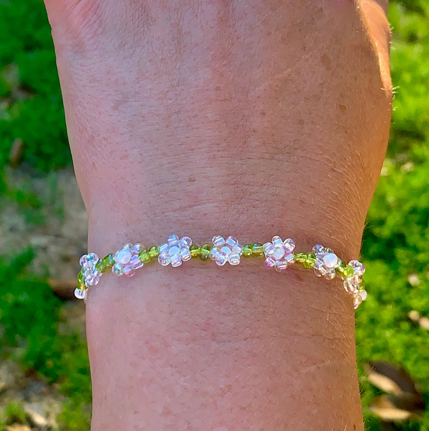 "Dandelion" Seed Bead Flower Bracelet