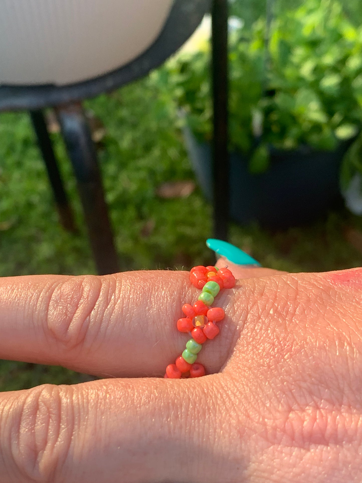 "Hibiscus" Seed Bead Flower Bracelet