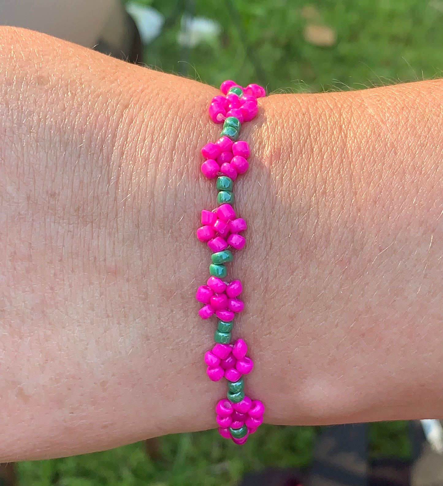 "Chrysanthemum" Seed Bead Flower Bracelet