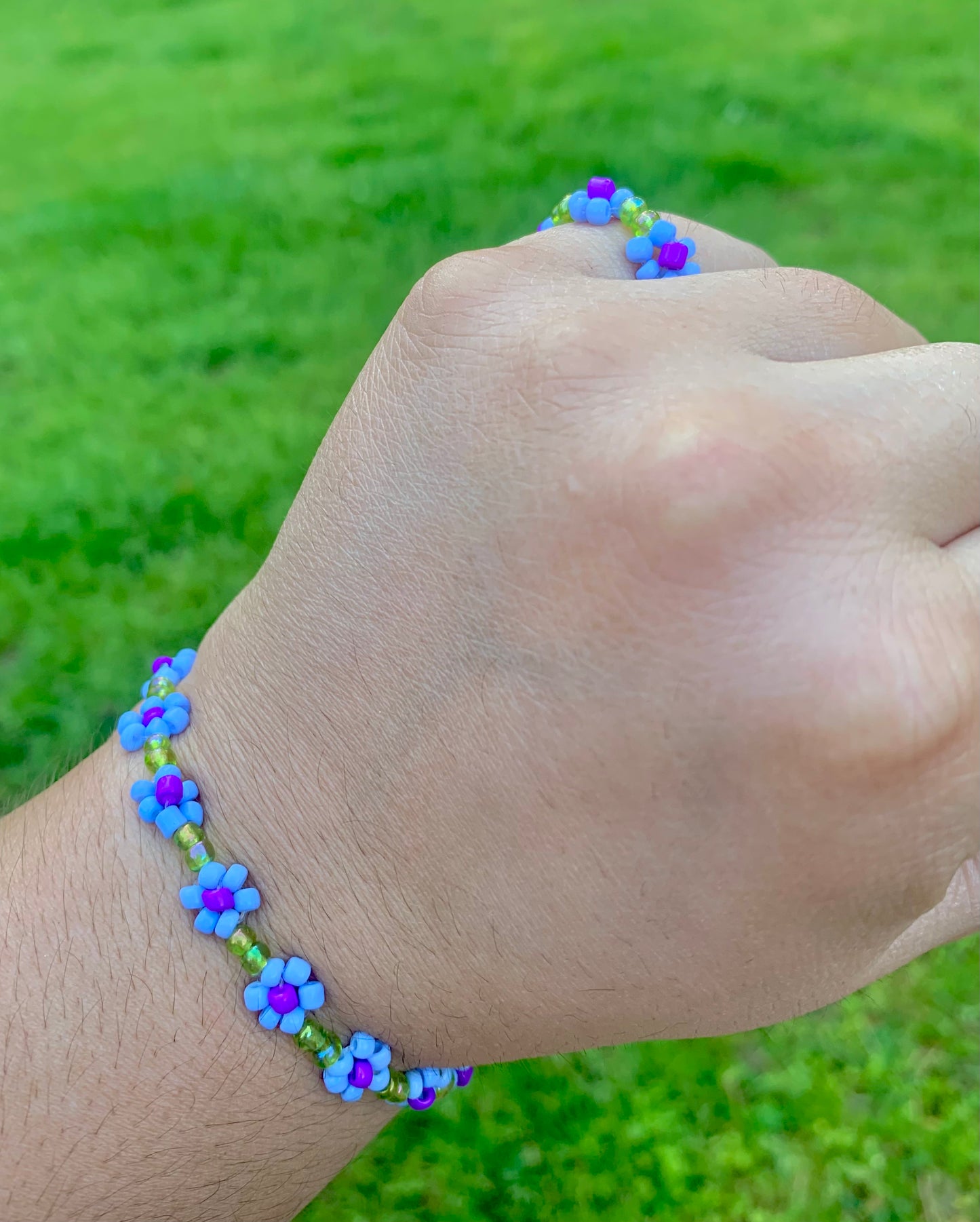 "Sweet Pea" Seed Bead Flower Bracelet