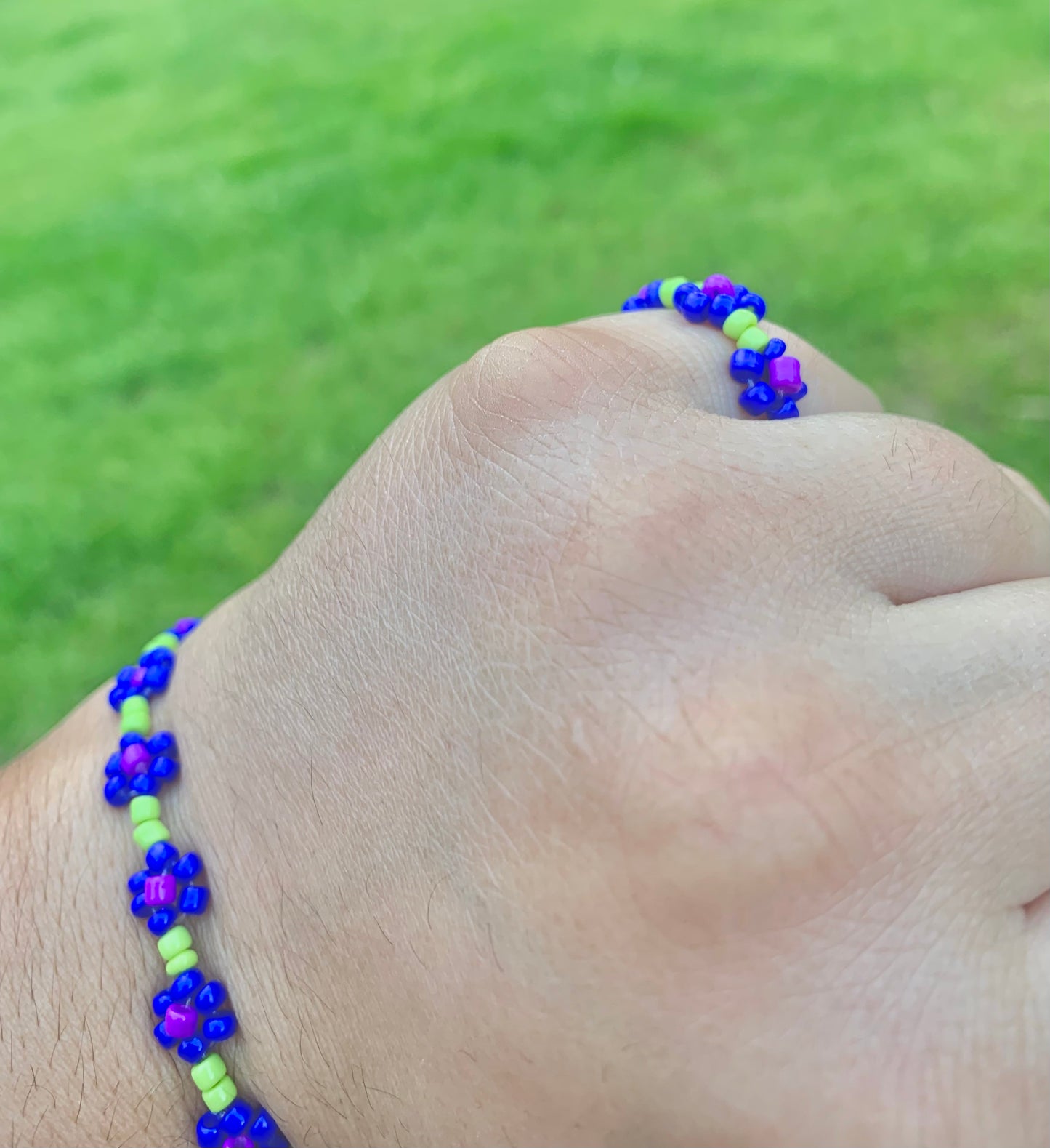 "Morning Glory" Seed Bead Flower Bracelet