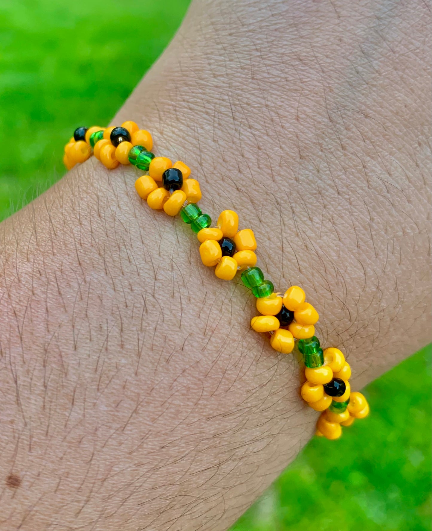 "Sunflower" Seed Bead Flower Bracelet