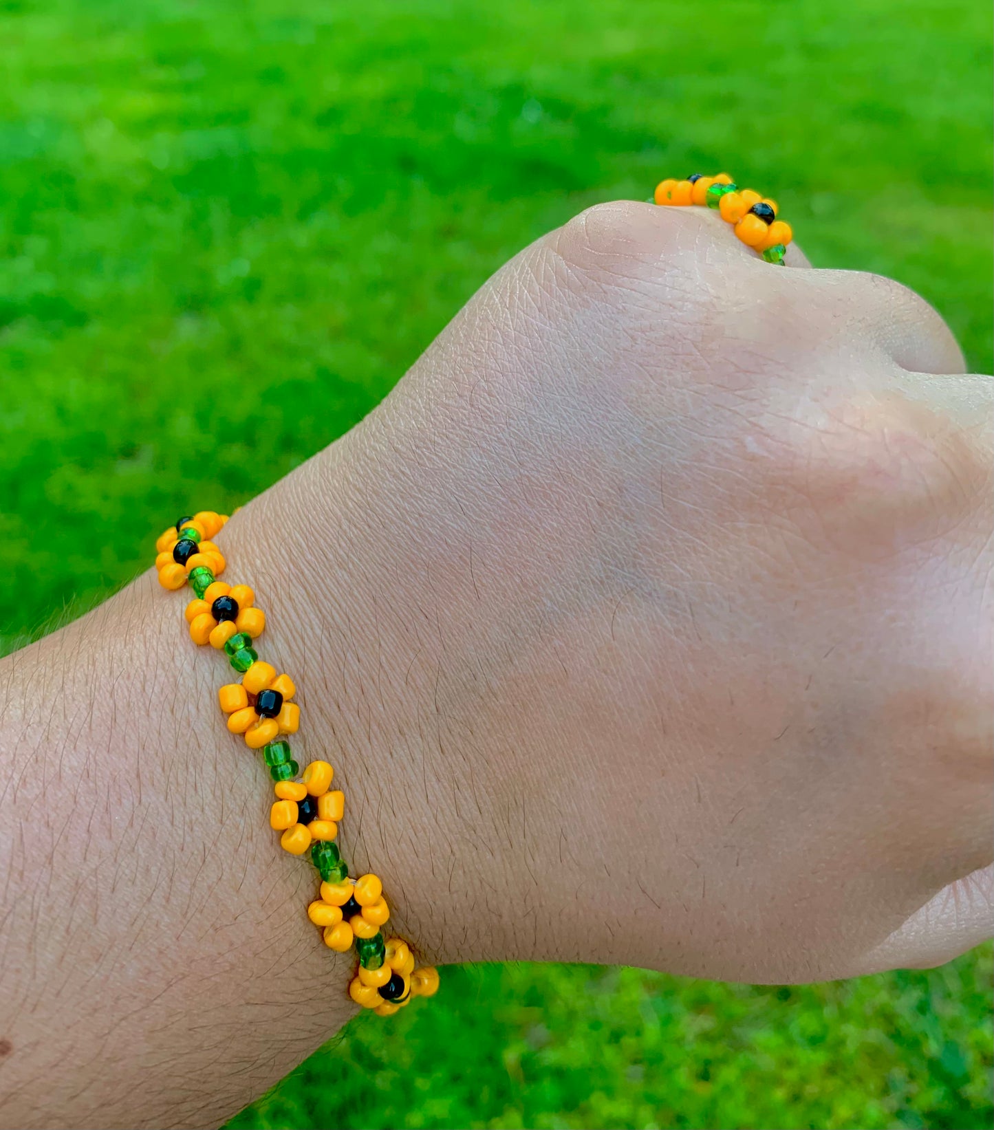 "Sunflower" Seed Bead Flower Bracelet