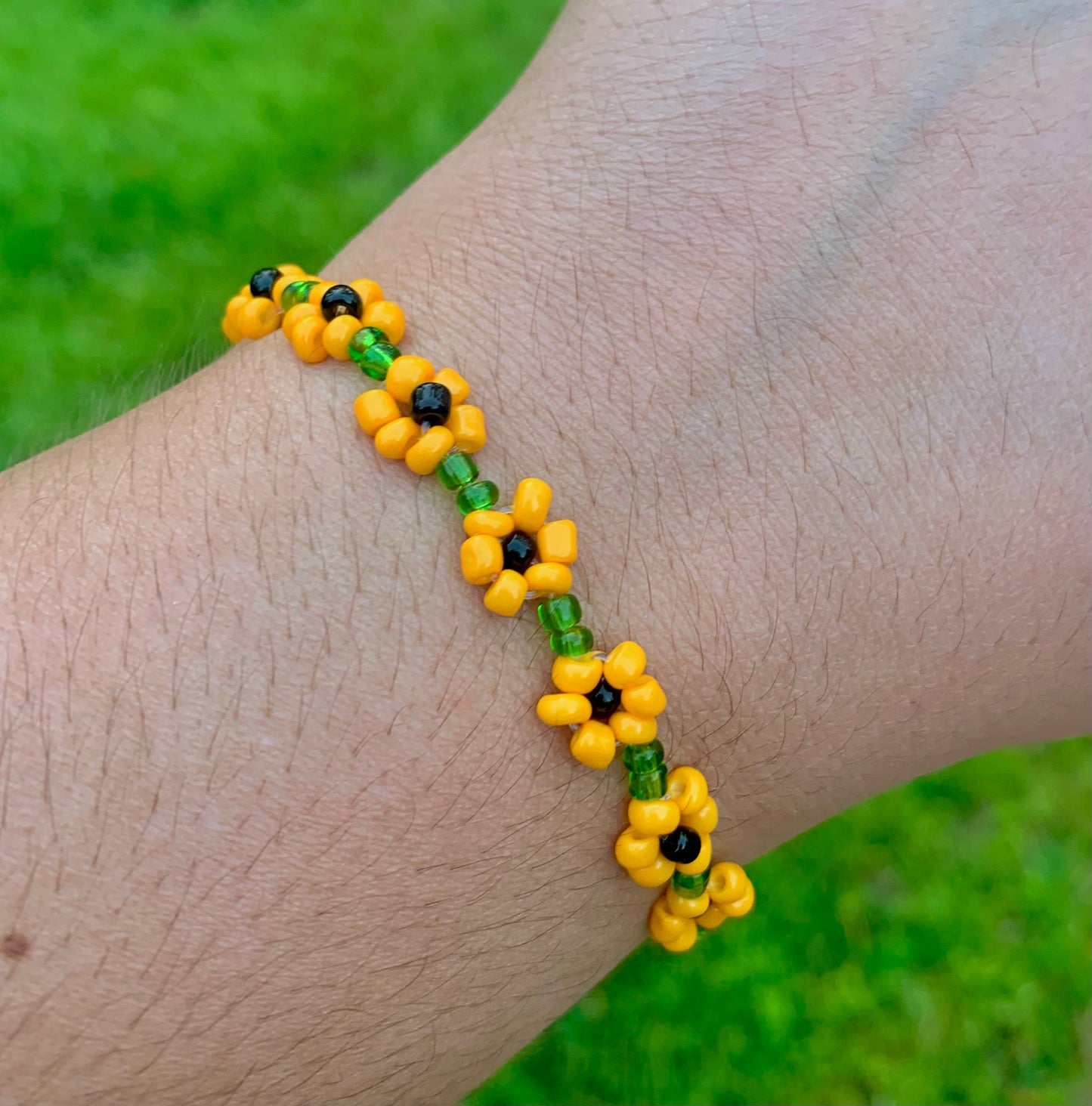 "Sunflower" Seed Bead Flower Bracelet