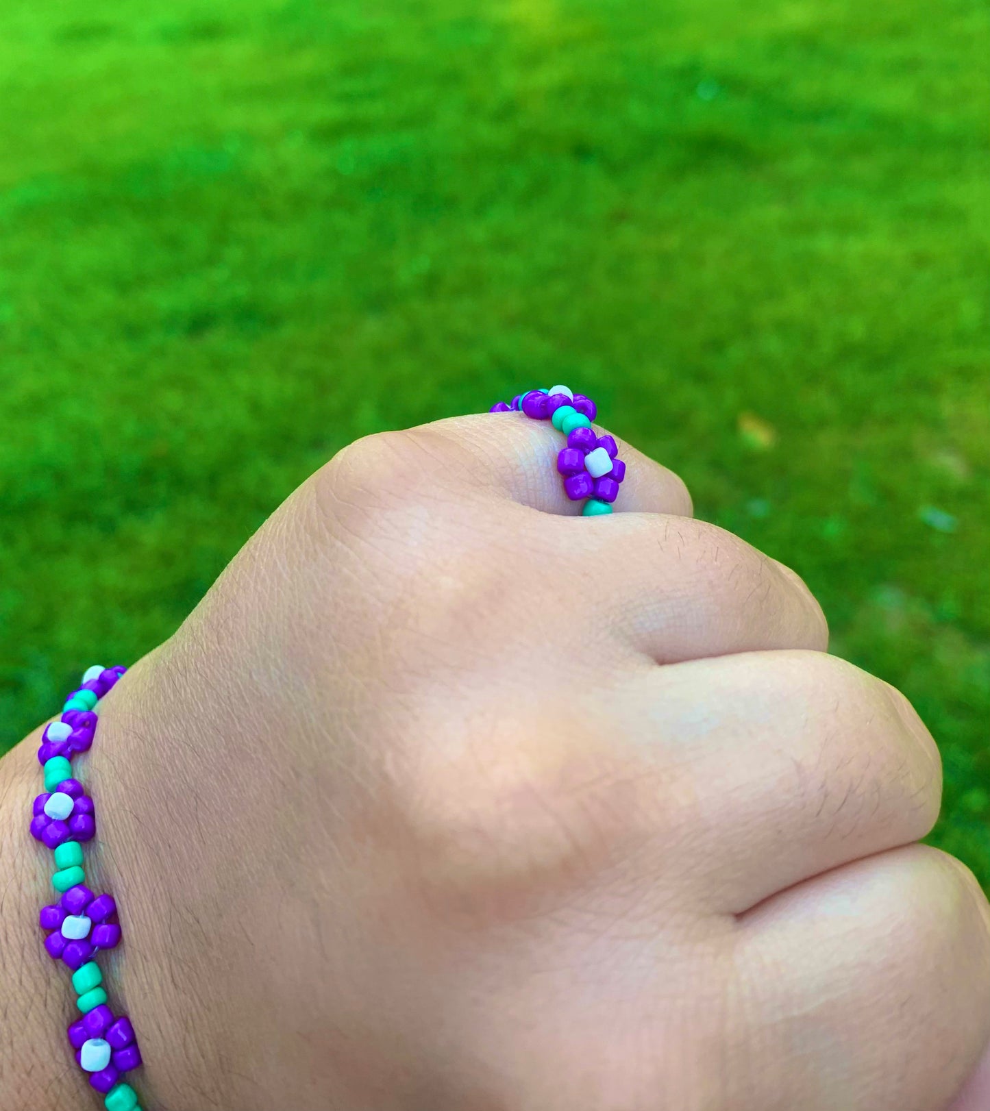 "Violet" Seed Bead Flower Bracelet