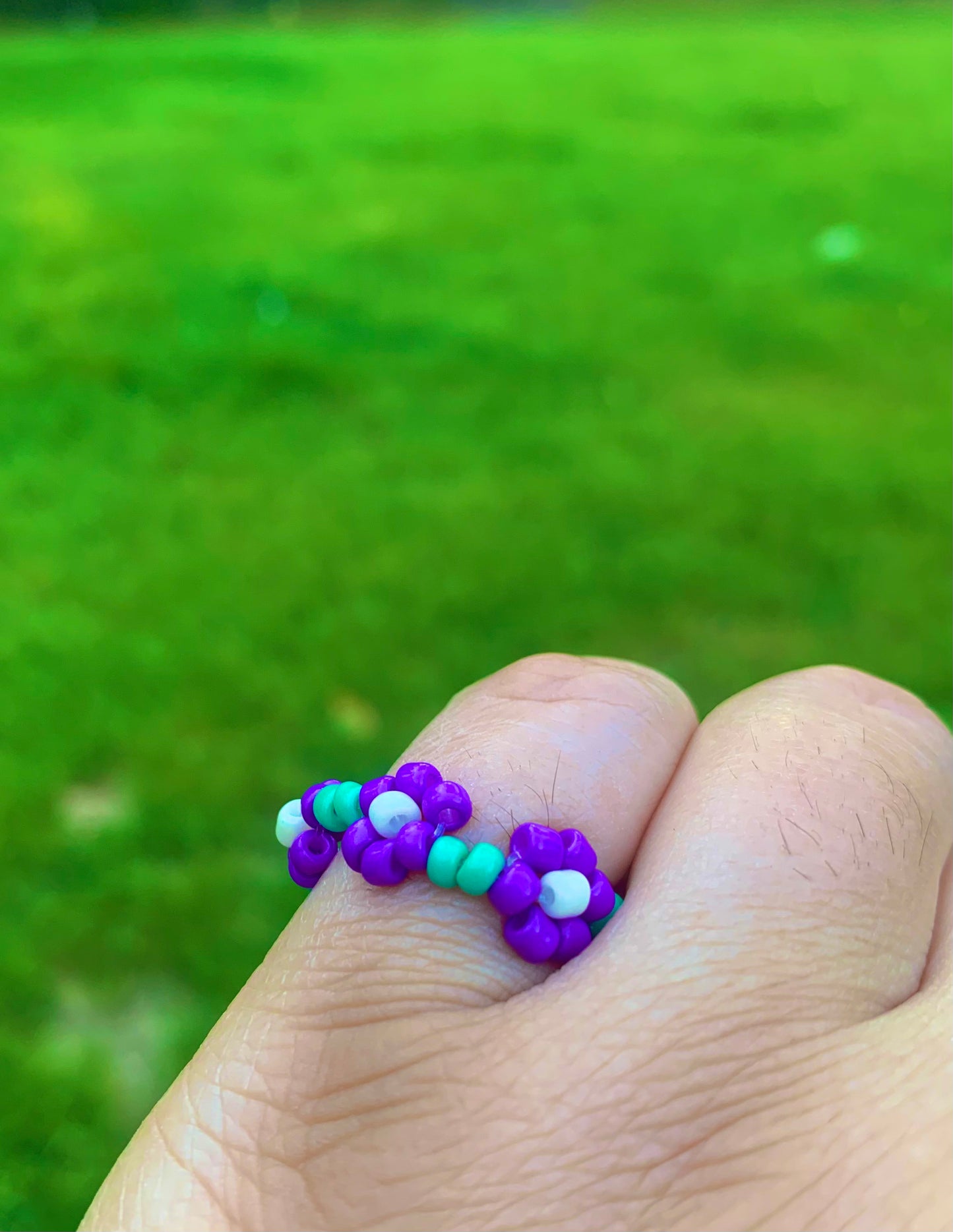 "Violet" Seed Bead Flower Bracelet