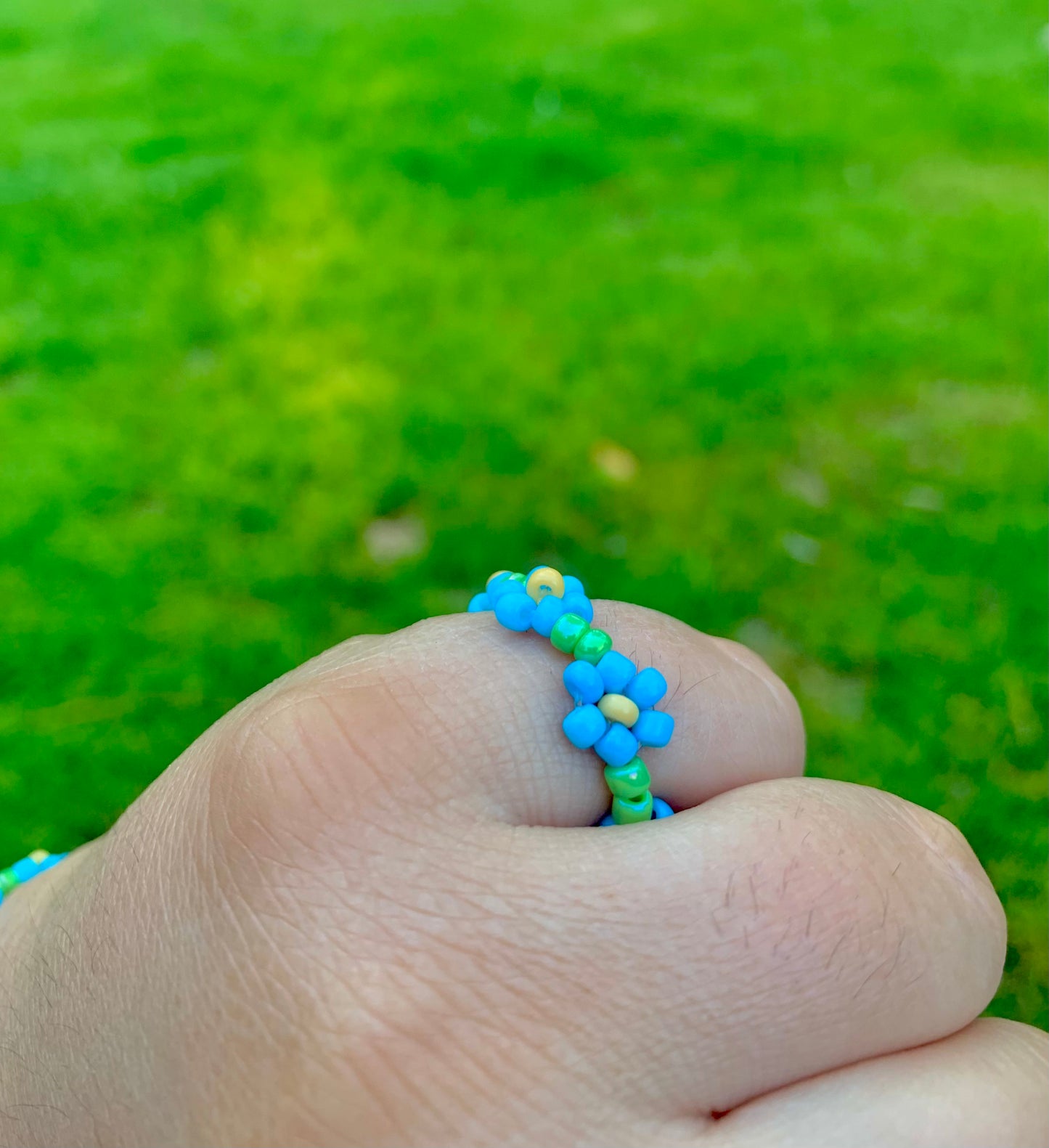 "Forget-Me-Not" Seed Bead Flower Bracelet