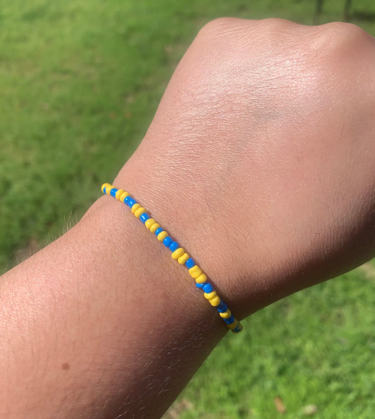 Ukrainian Flag Mix Seed Bead Bracelet