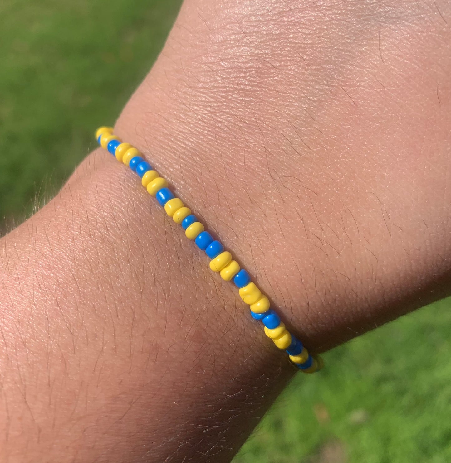 Ukrainian Flag Mix Seed Bead Bracelet