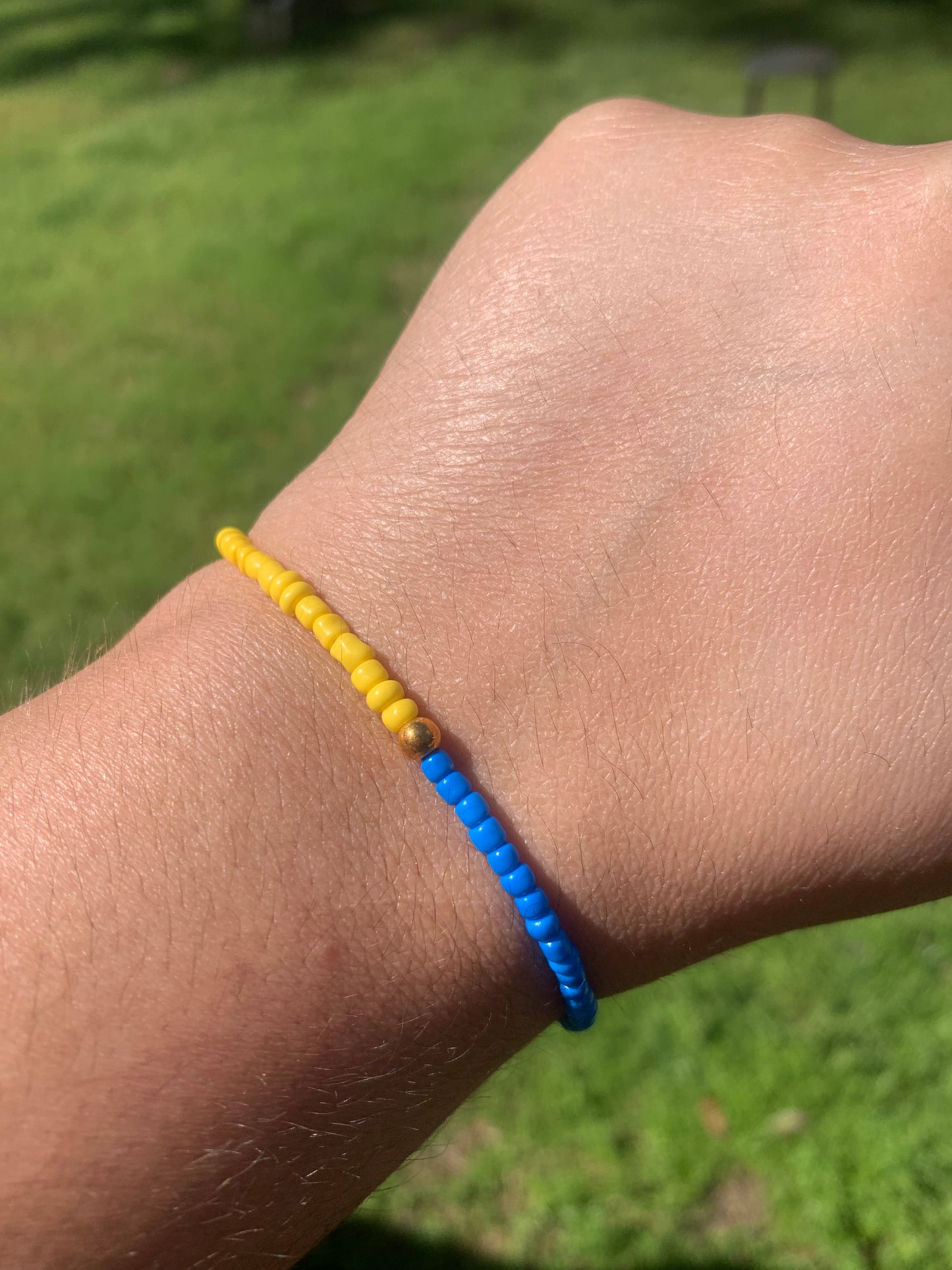 Ukrainian Flag Colors Seed Bead Bracelet