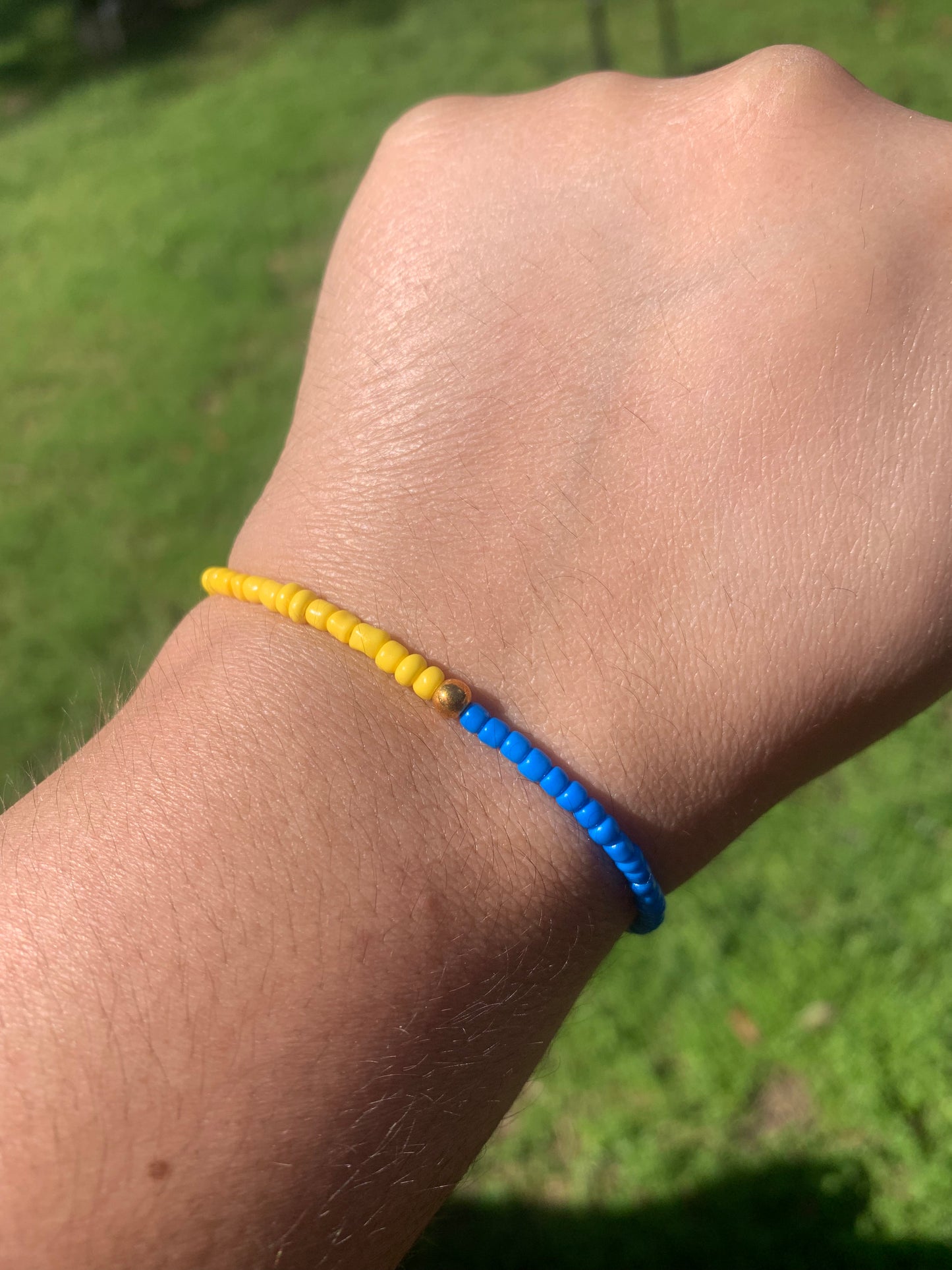 Ukrainian Flag Colors Seed Bead Bracelet