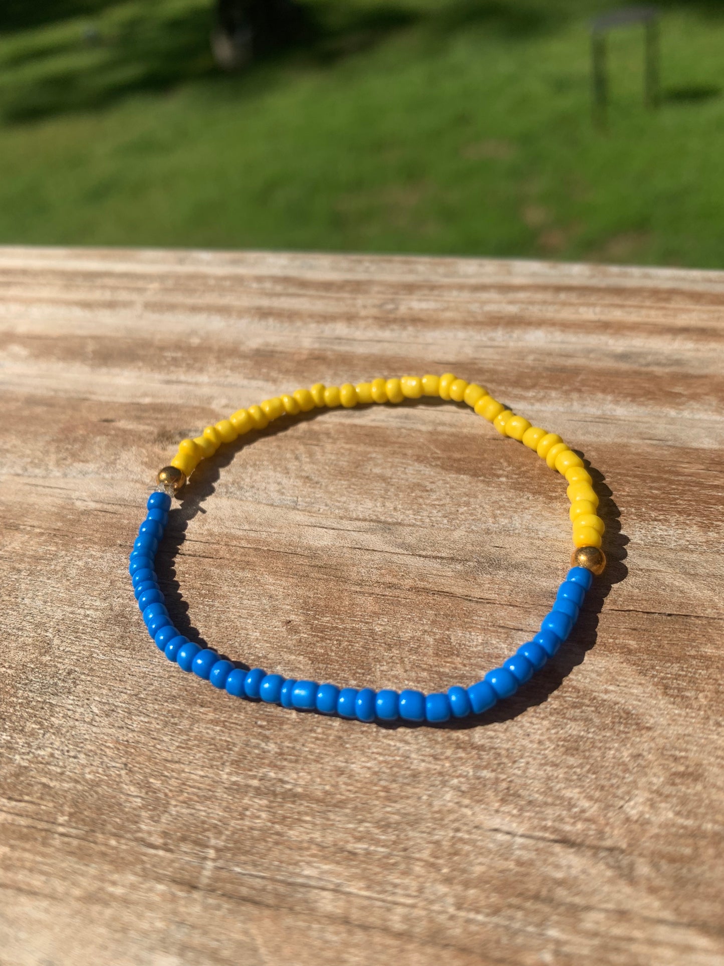 Ukrainian Flag Colors Seed Bead Bracelet