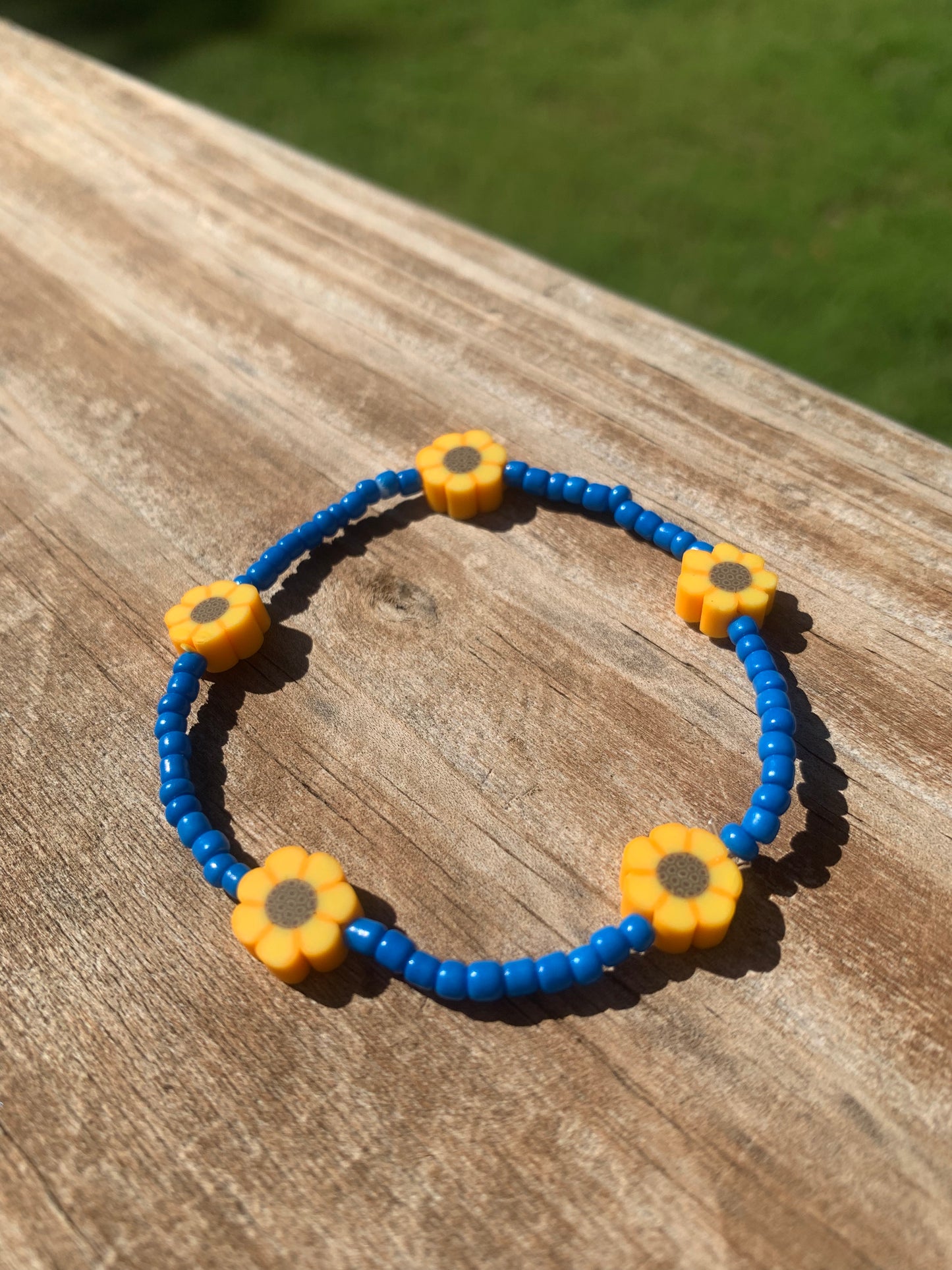 Sunflower Spacer Seed Bead Bracelet