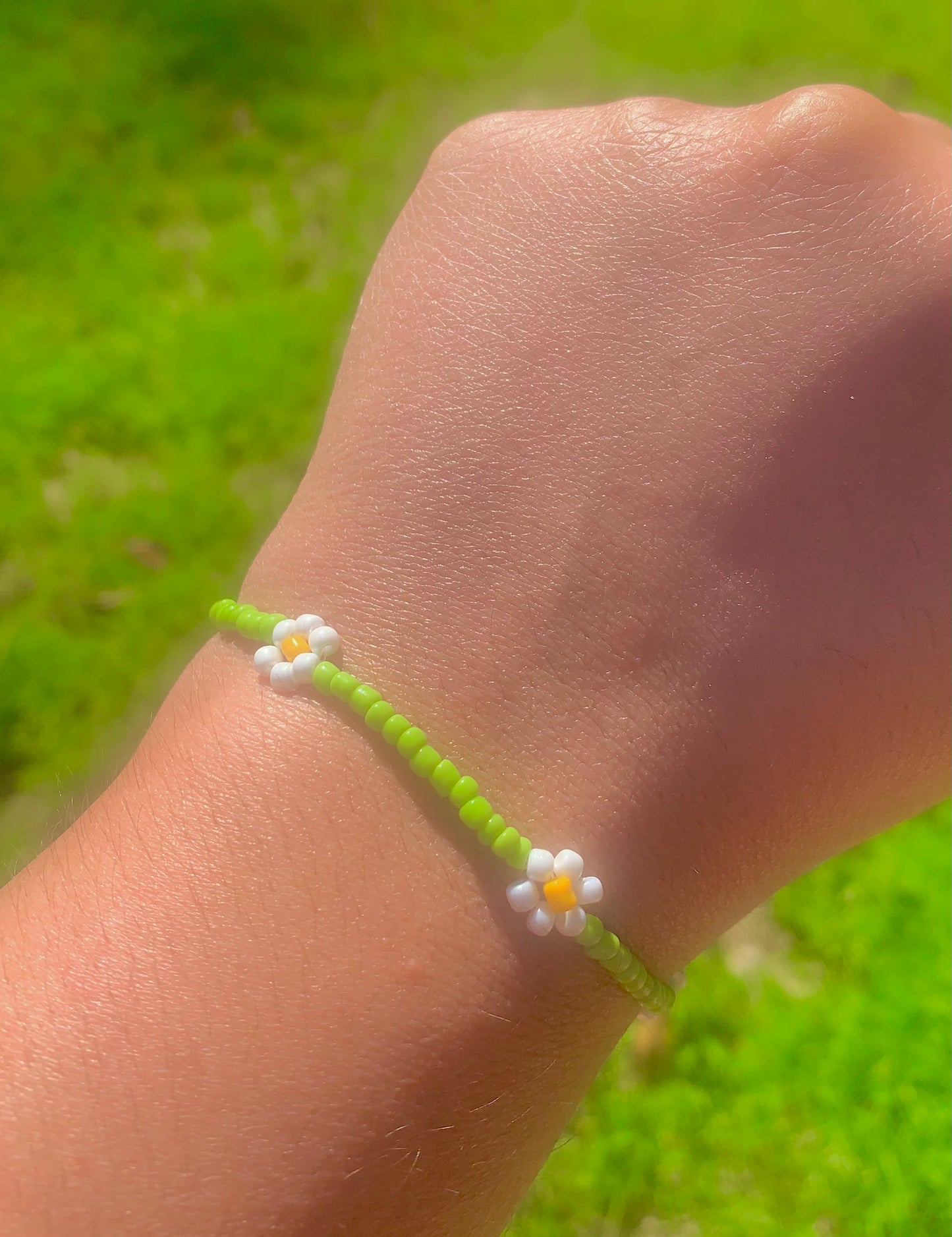 "Daisy" Flower-Chain Seed Bead Bracelet