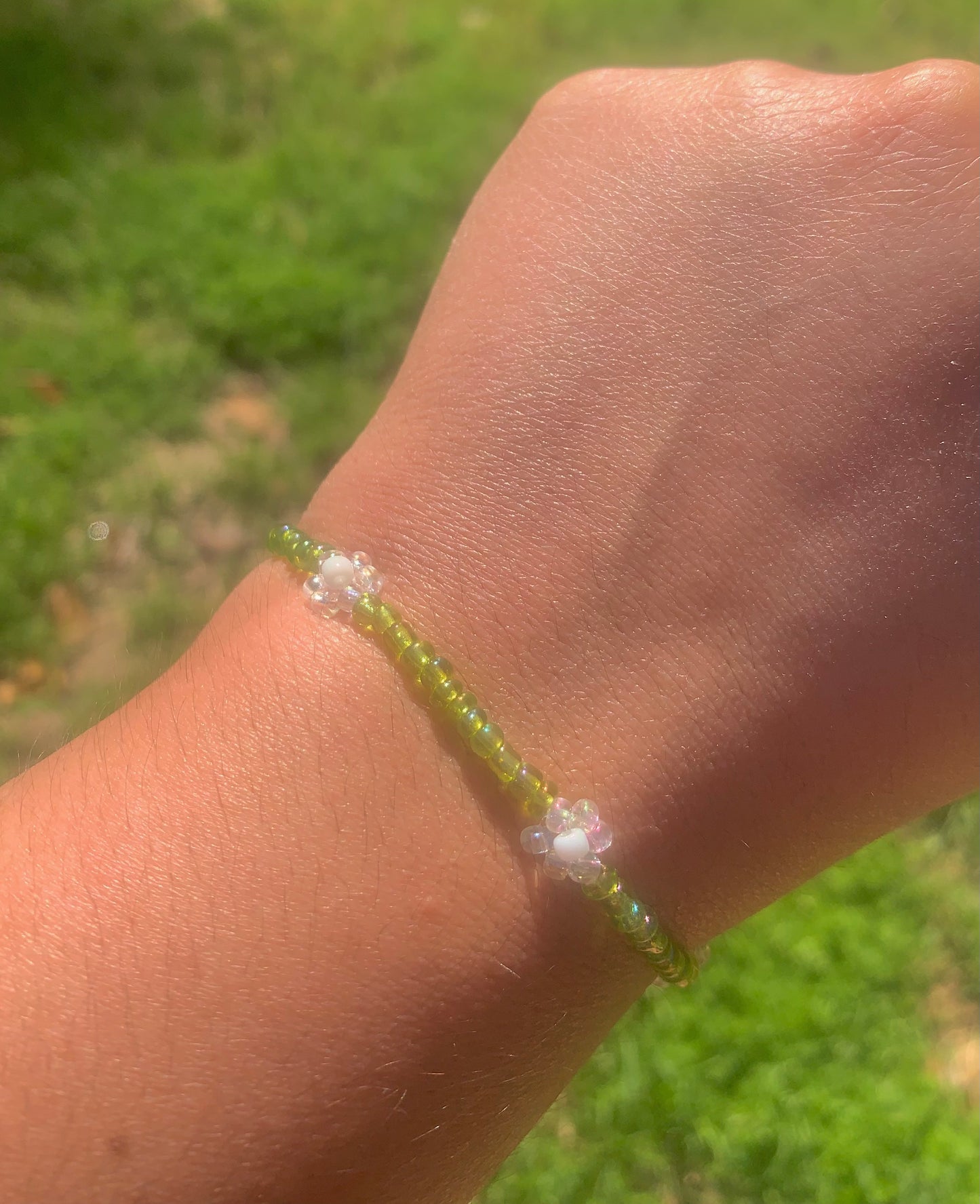 "Dandelion" Flower-Chain Seed Bead Bracelet