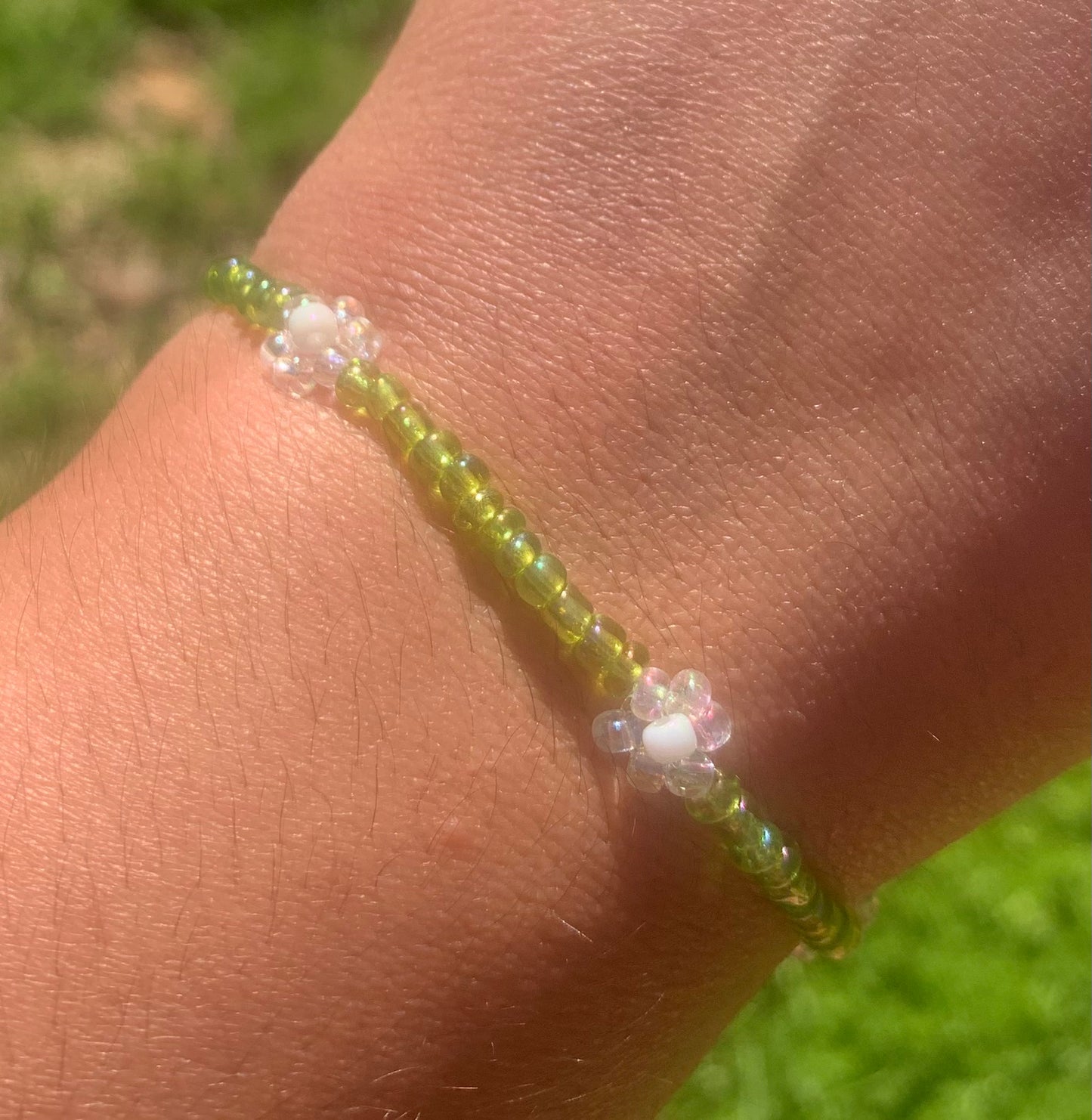 "Dandelion" Flower-Chain Seed Bead Bracelet