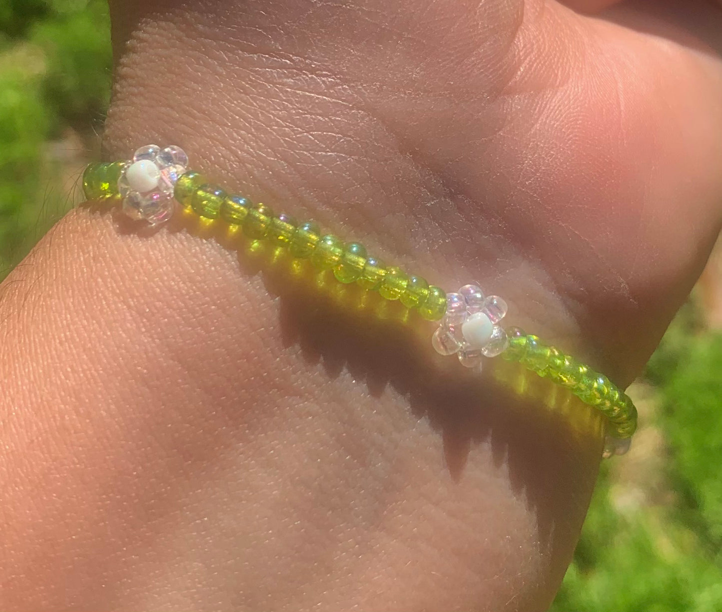 "Dandelion" Flower-Chain Seed Bead Bracelet