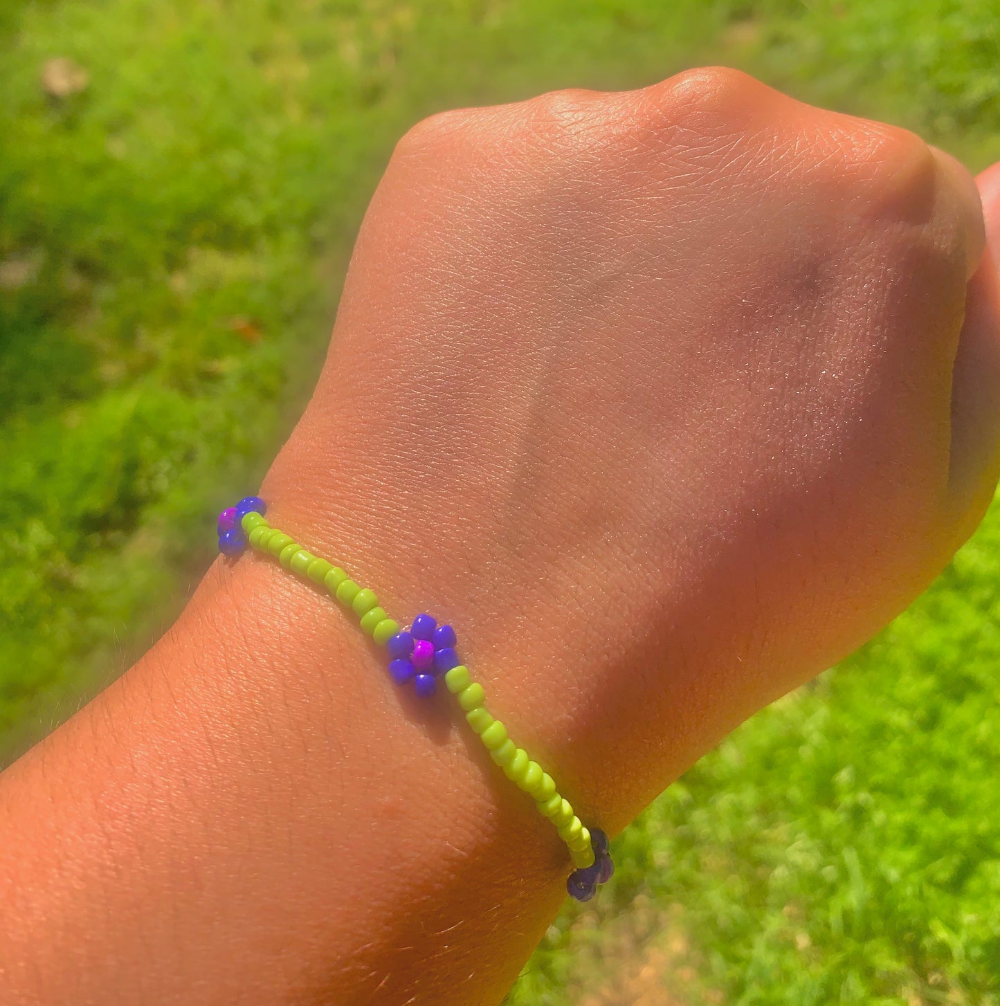 "Morning Glory" Flower-Chain Seed Bead Bracelet