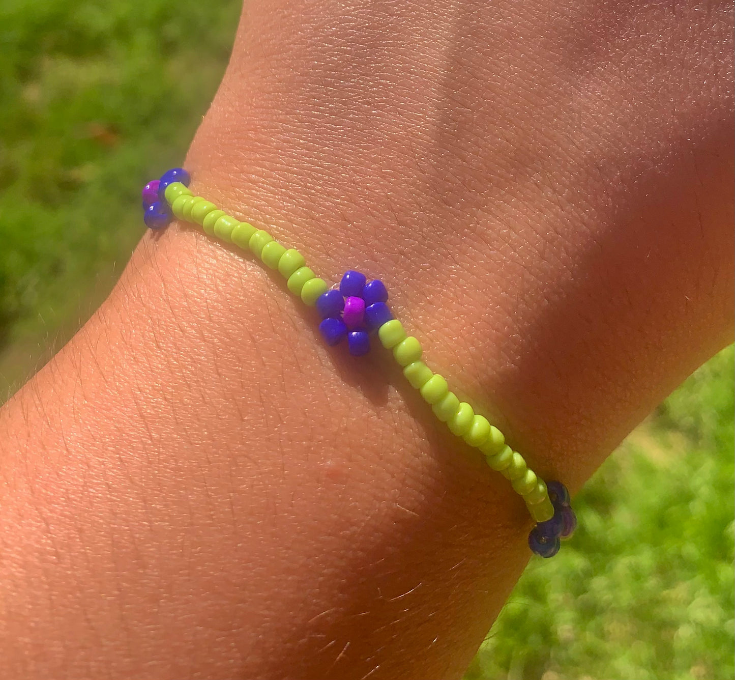 "Morning Glory" Flower-Chain Seed Bead Bracelet