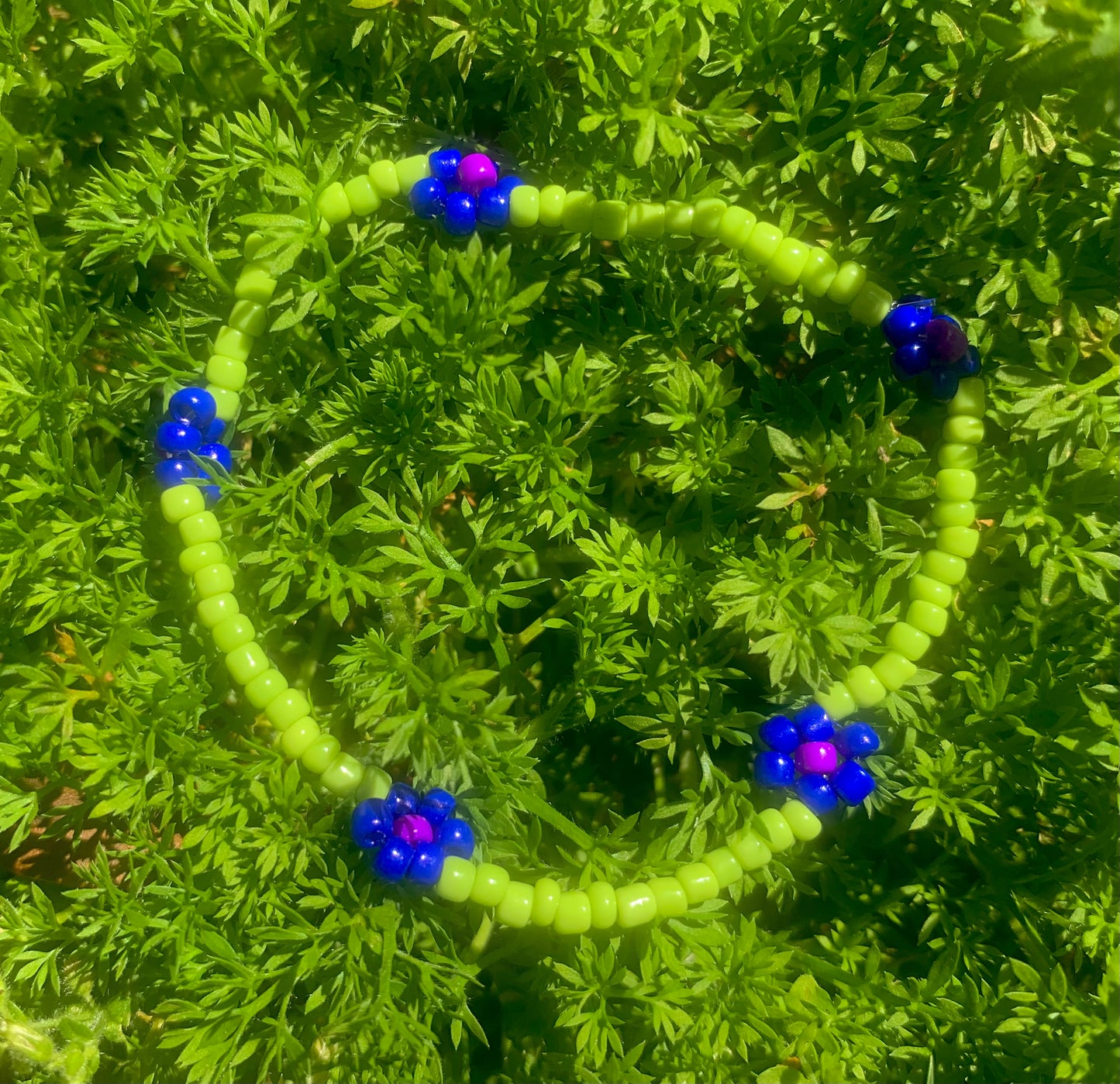 "Morning Glory" Flower-Chain Seed Bead Bracelet