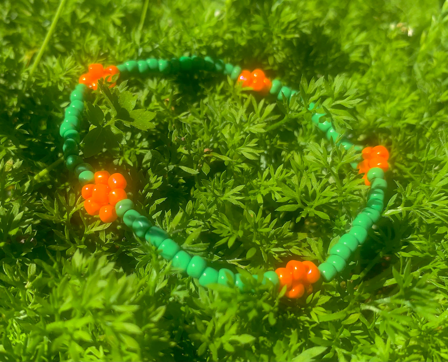 "Marigold" Flower-Chain Seed Bead Bracelet