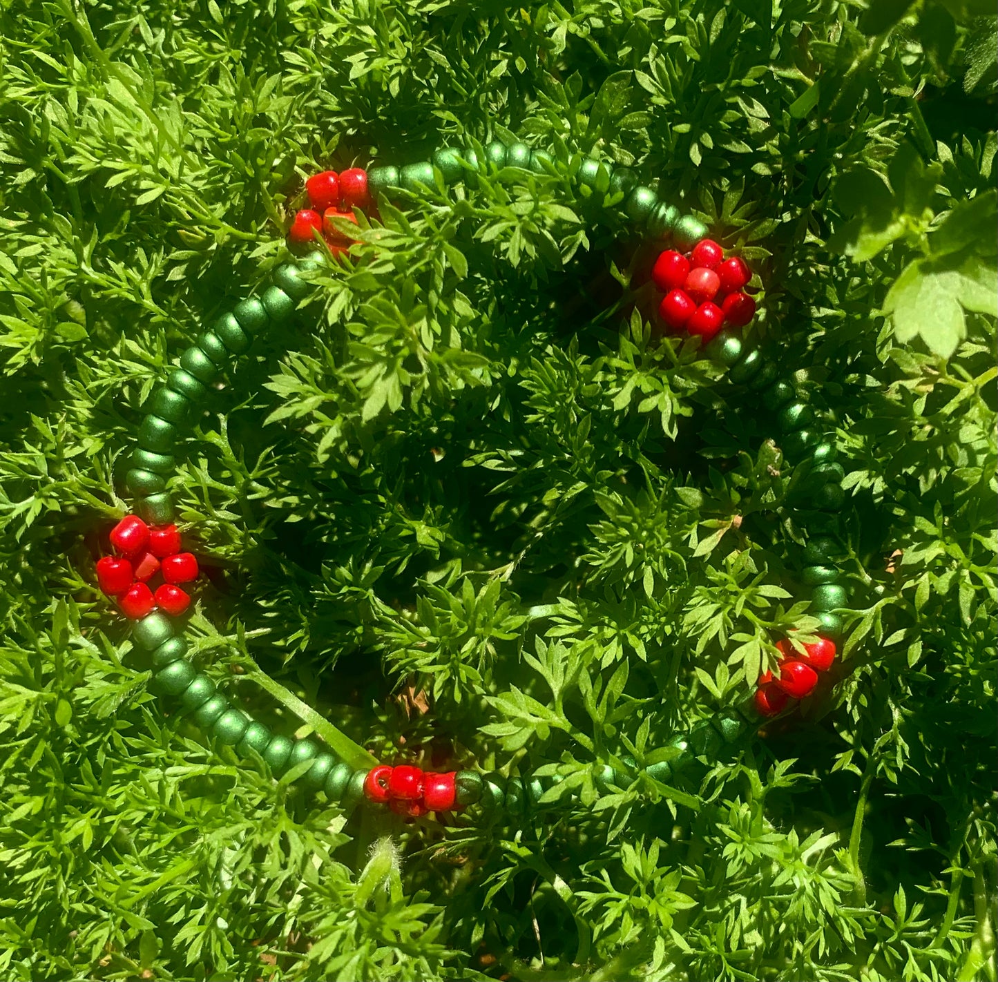 "Rose" Flower-Chain Seed Bead Bracelet