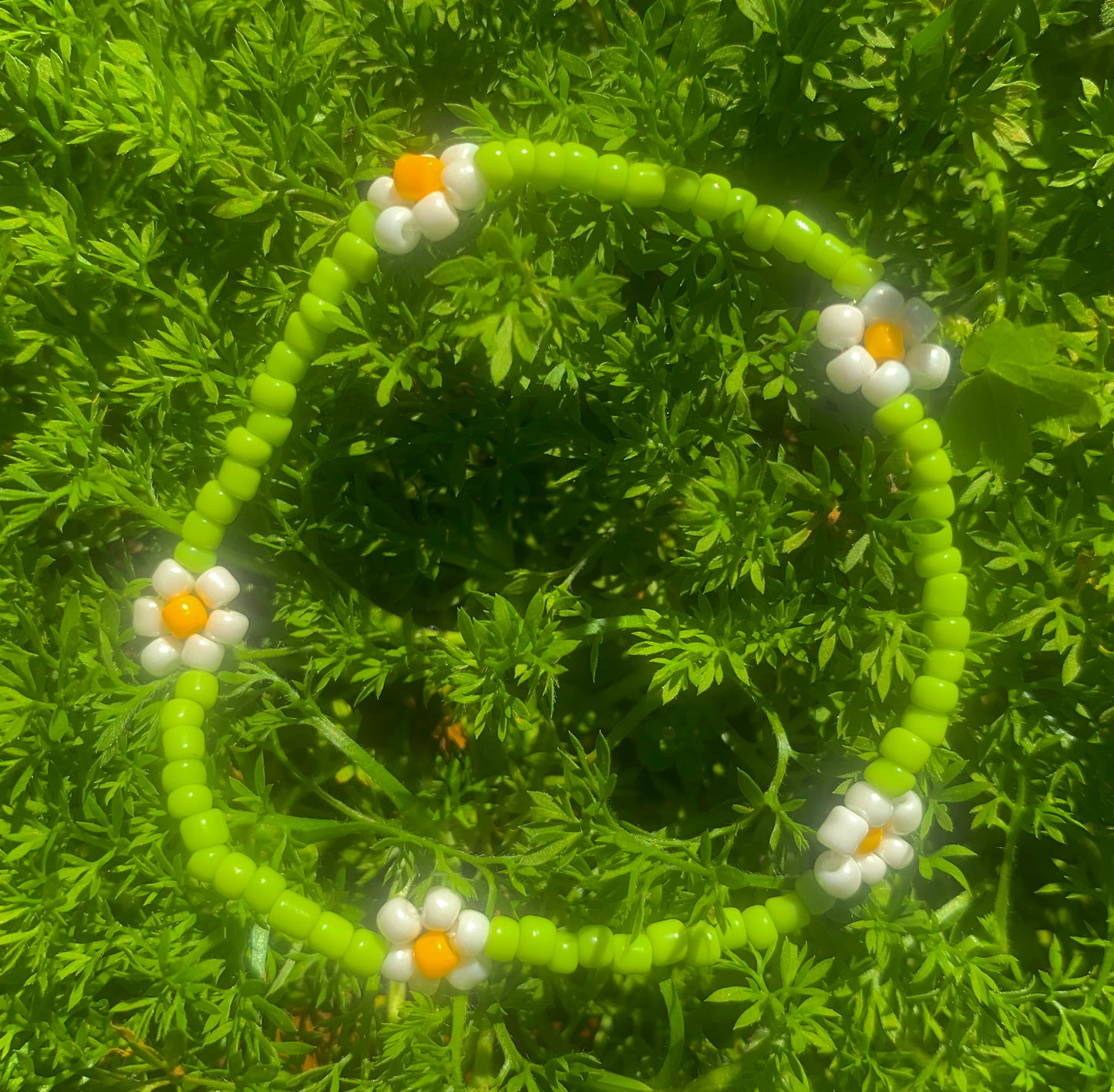 "Daisy" Flower-Chain Seed Bead Bracelet