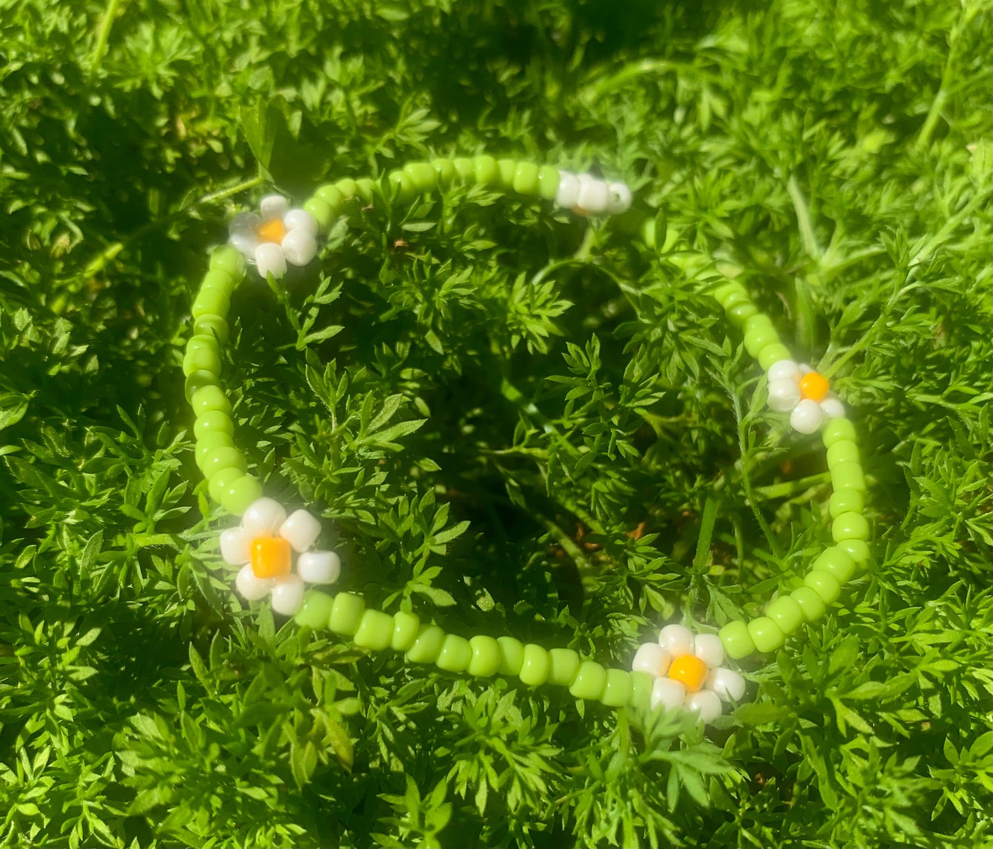 "Daisy" Flower-Chain Seed Bead Bracelet