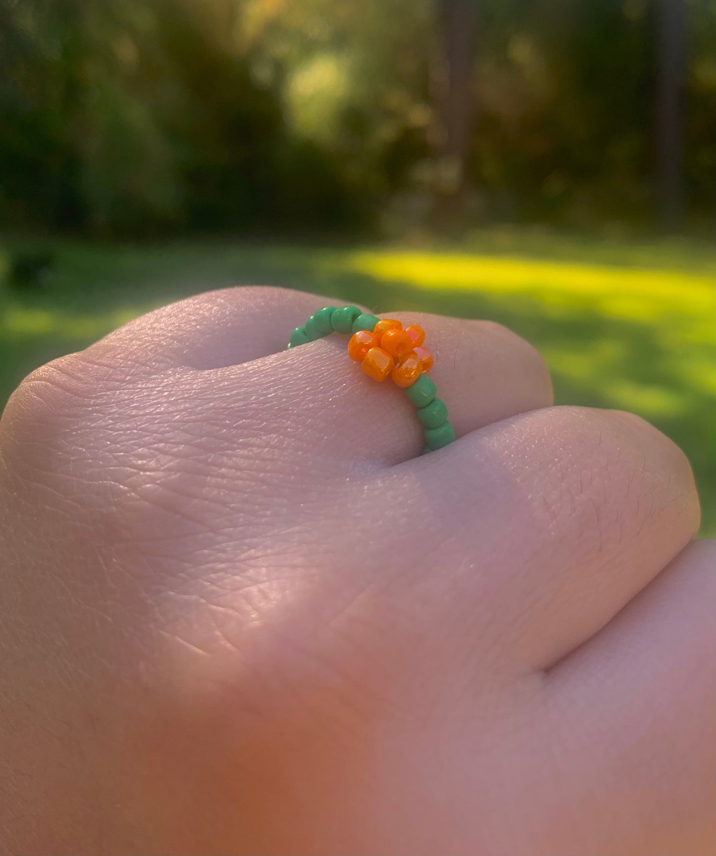 "Marigold" Flower-Chain Seed Bead Bracelet