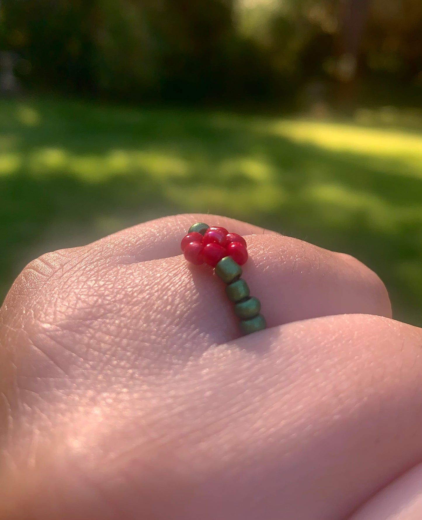 "Rose" Flower-Chain Seed Bead Bracelet