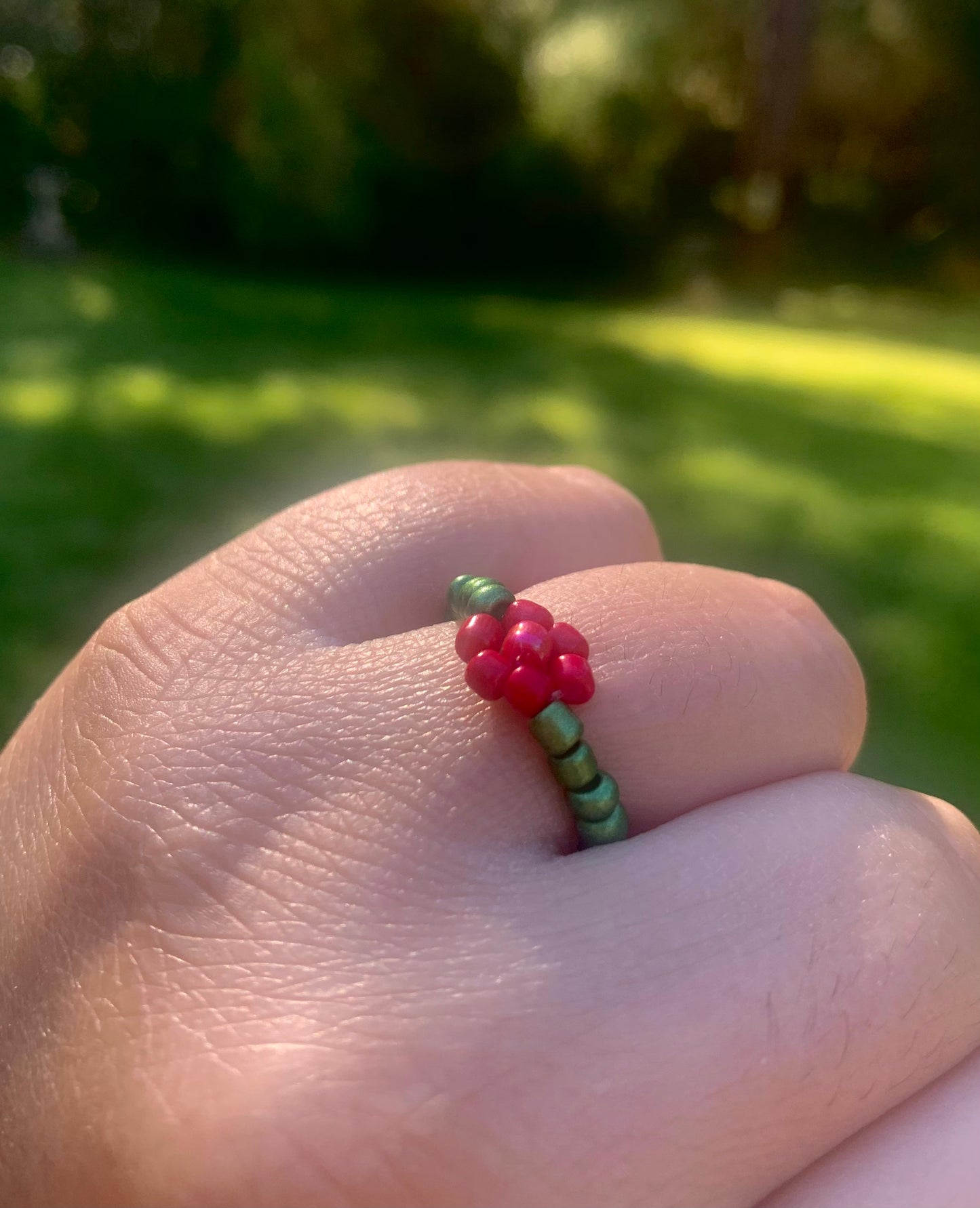 "Rose" Flower-Chain Seed Bead Bracelet