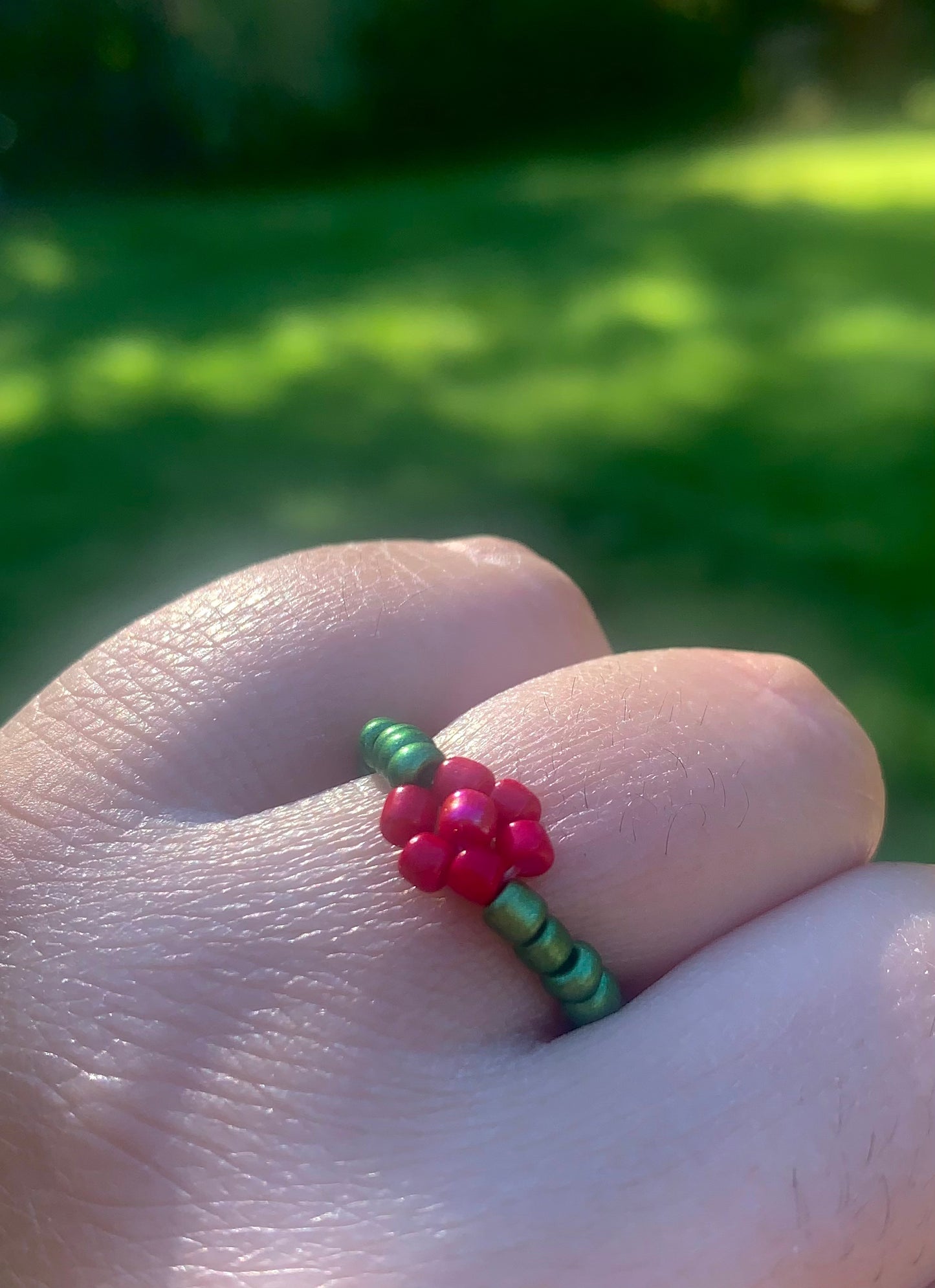 "Rose" Flower-Chain Seed Bead Bracelet