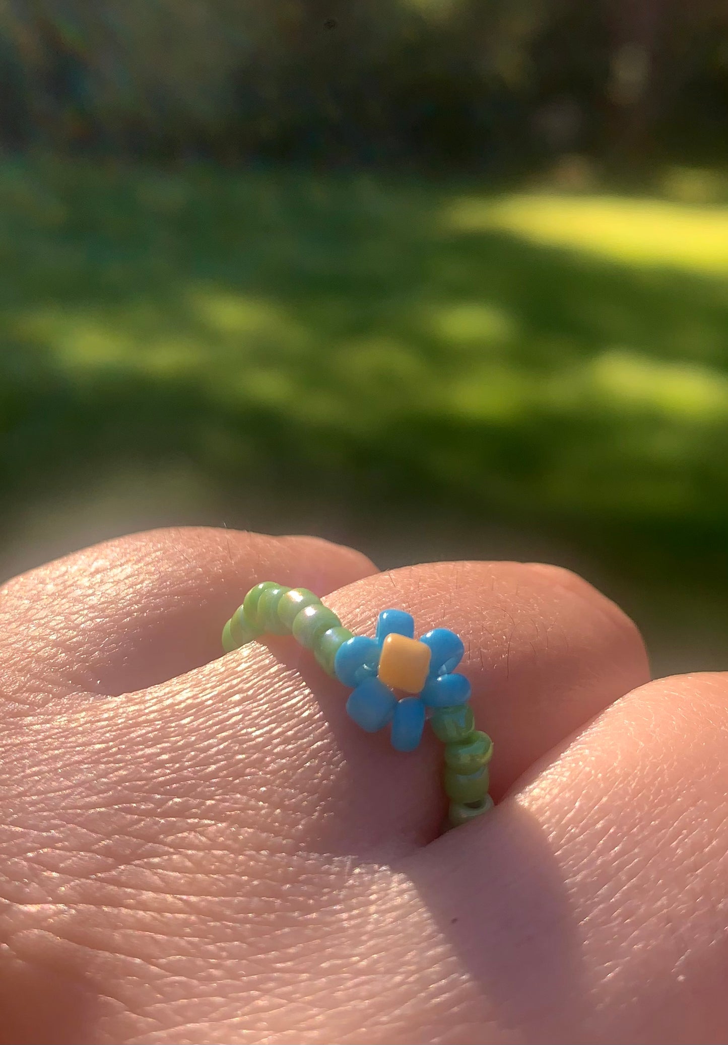 "Forget-Me-Not" Flower-Chain Seed Bead Bracelet