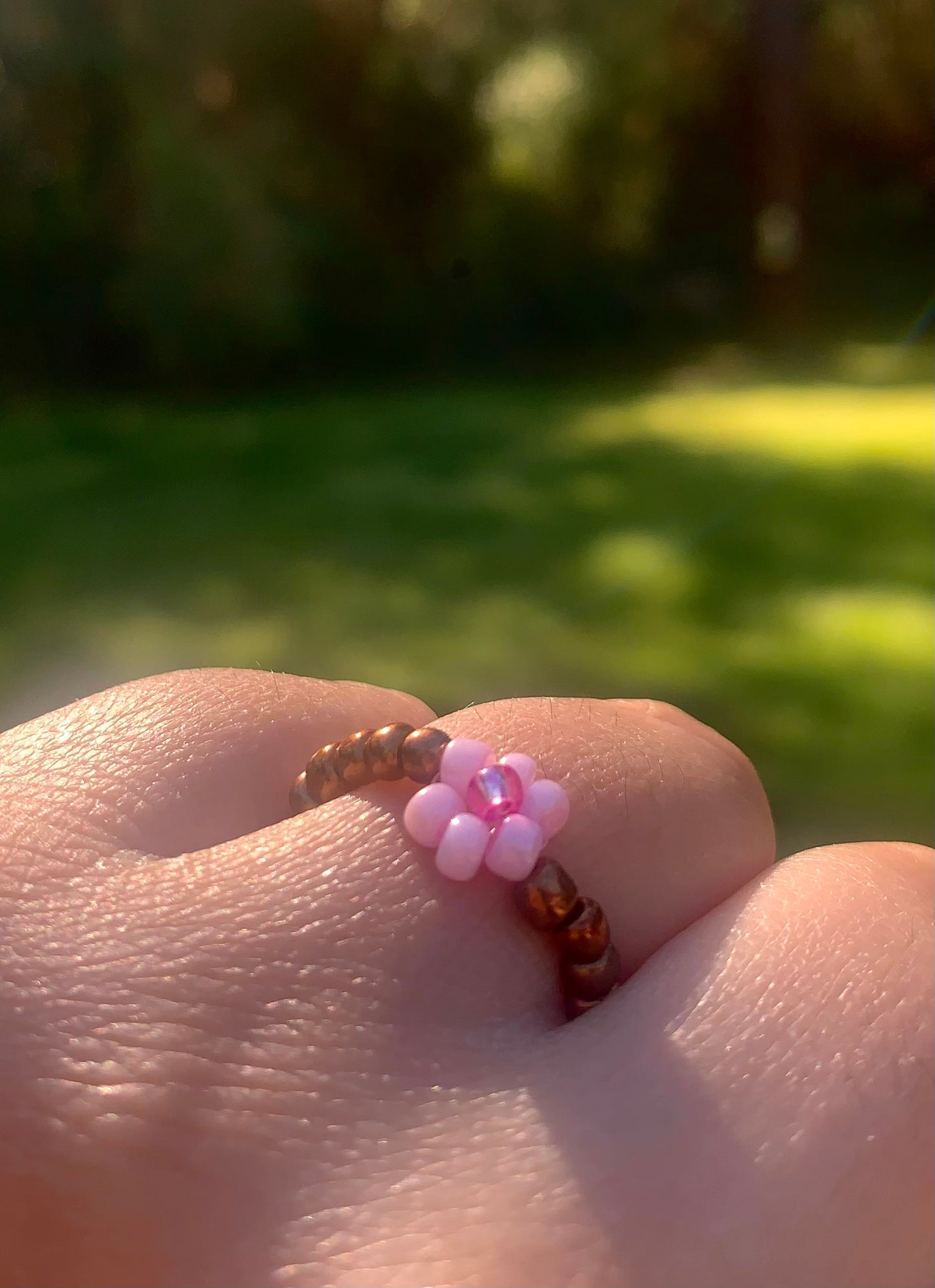 "Cherry Blossom" Flower-Chain Seed Bead Bracelet