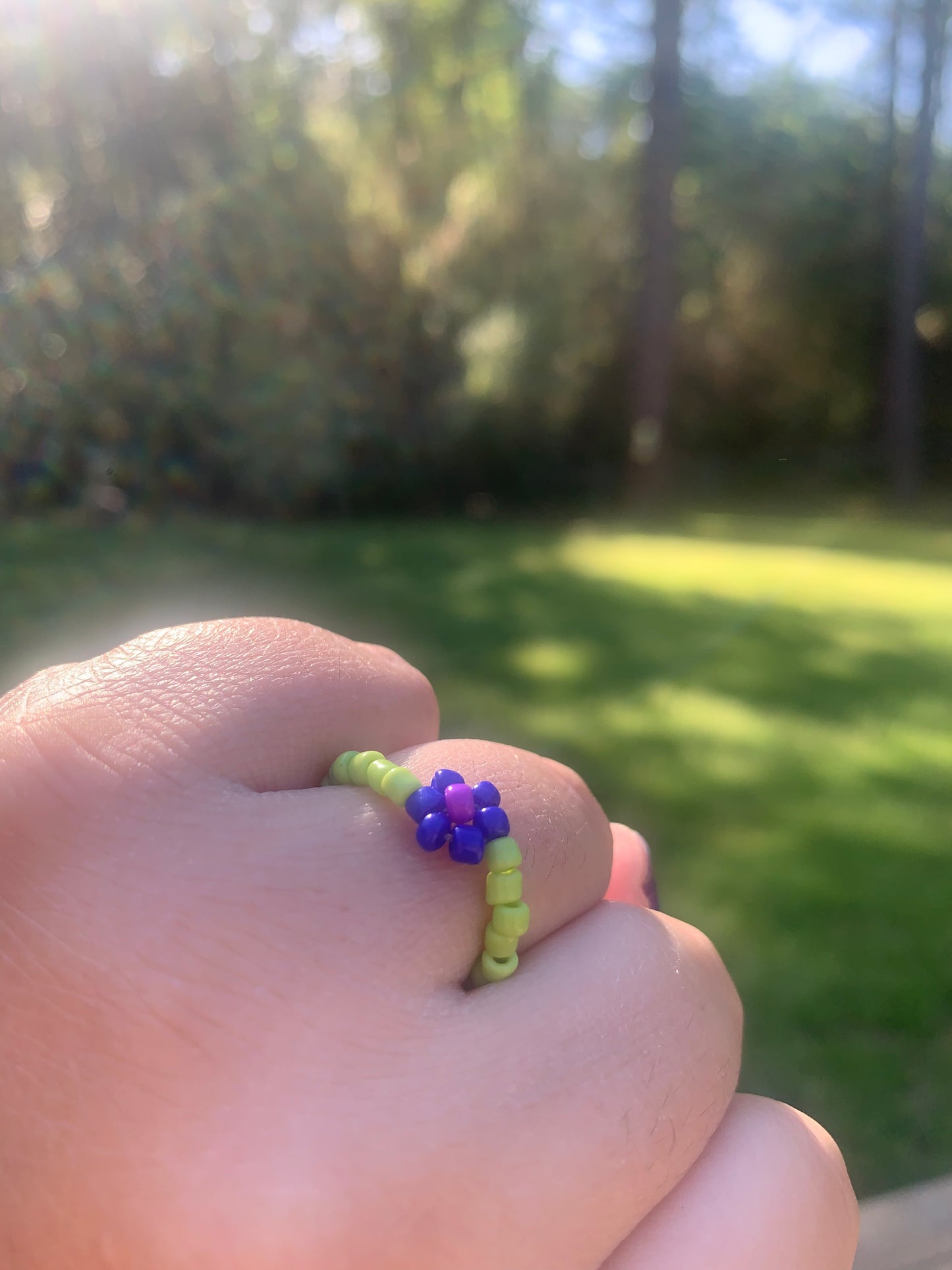 "Morning Glory" Flower-Chain Seed Bead Bracelet