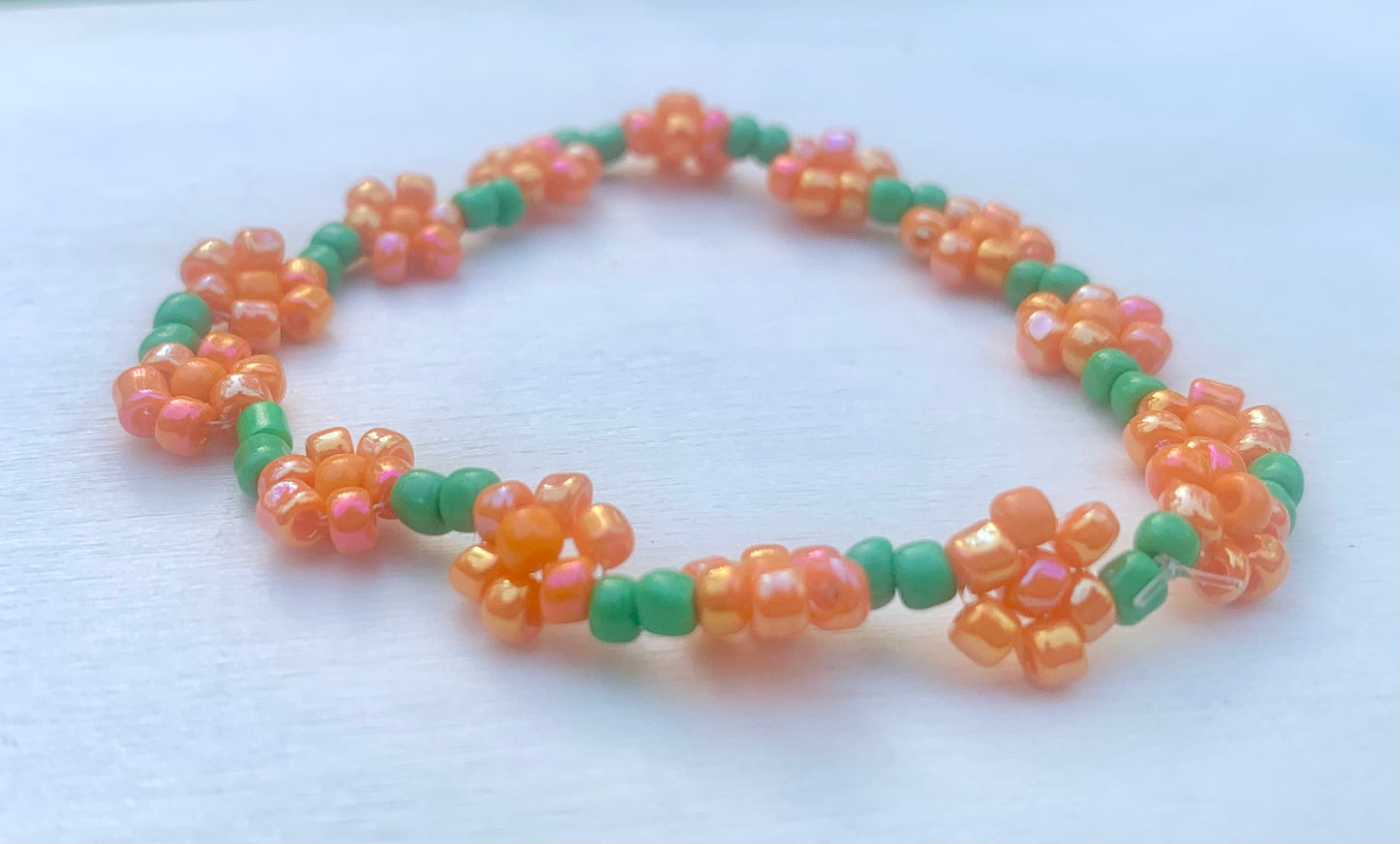 "Marigold" Seed Bead Flower Bracelet