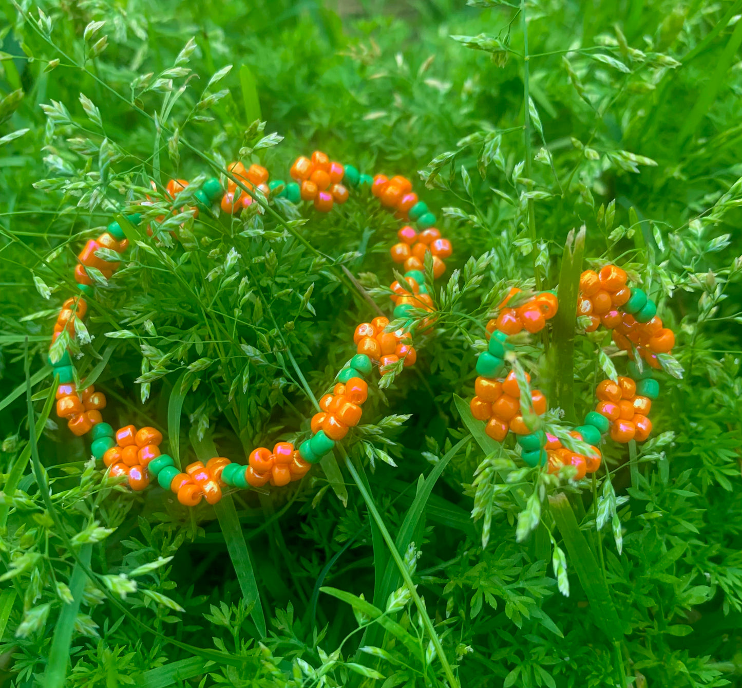 "Marigold" Seed Bead Flower Bracelet